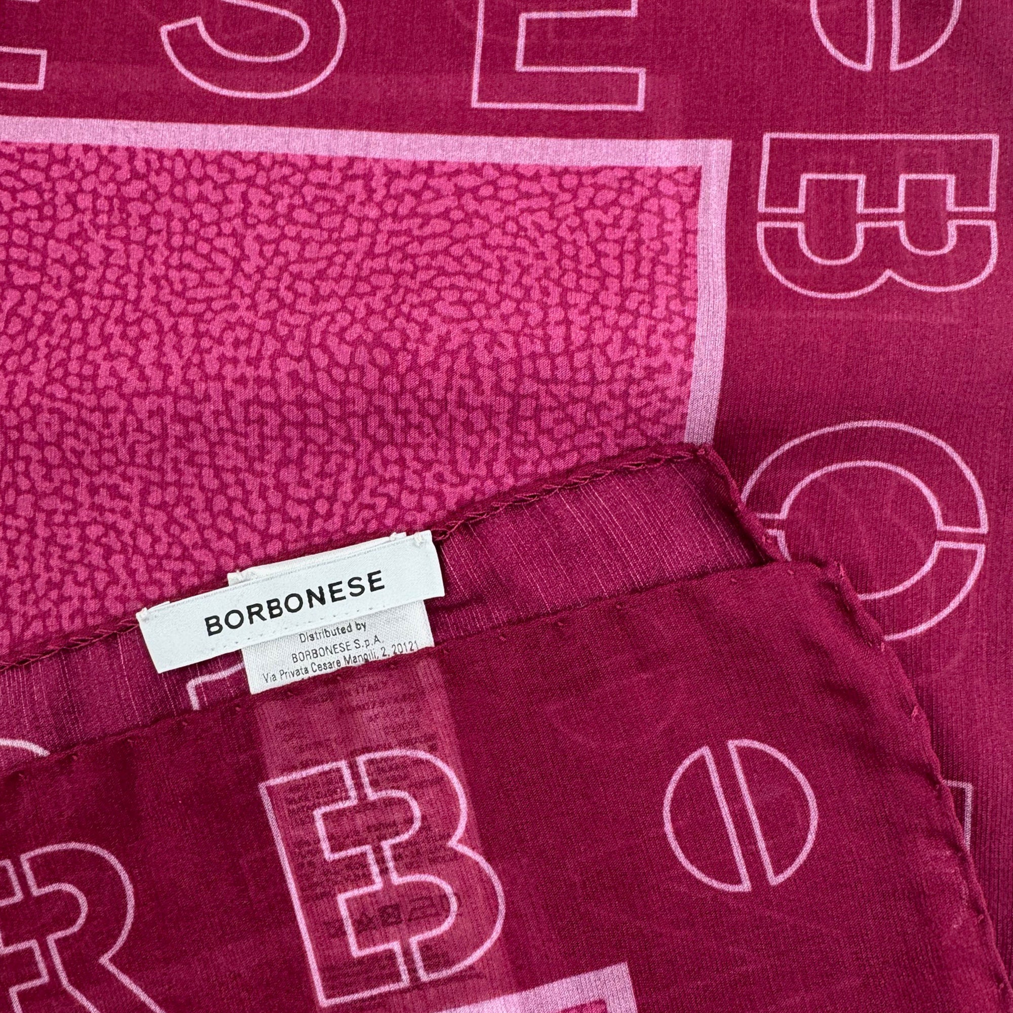 Borbonese Scarf Fuchsia Signature Design - Made In Italy