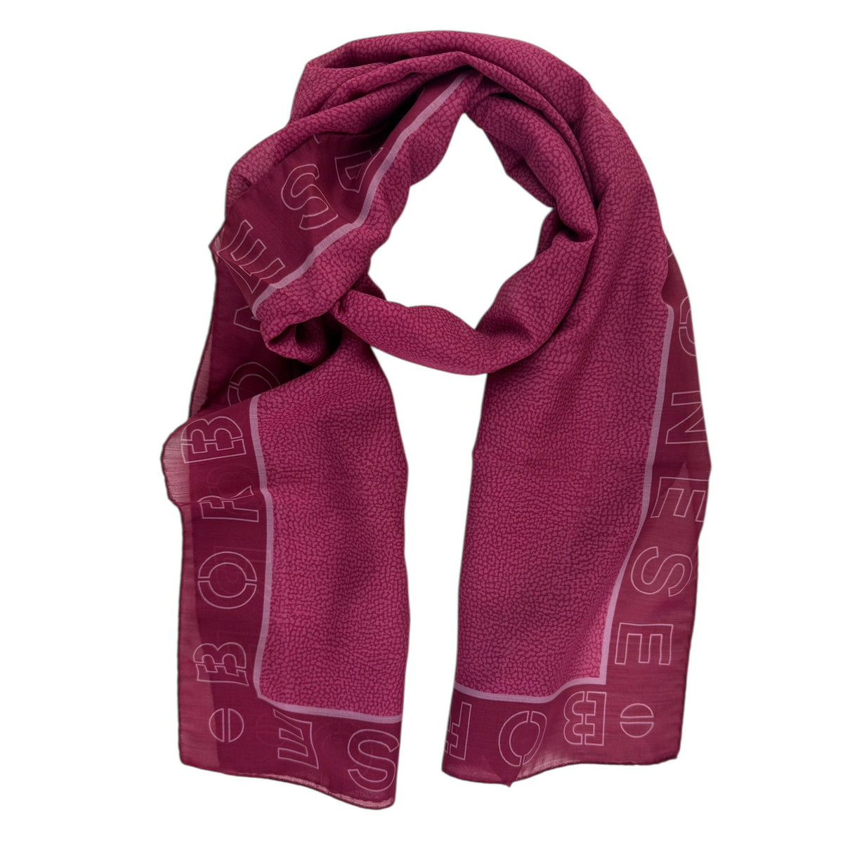 Borbonese Scarf Fuchsia Signature Design - Made In Italy