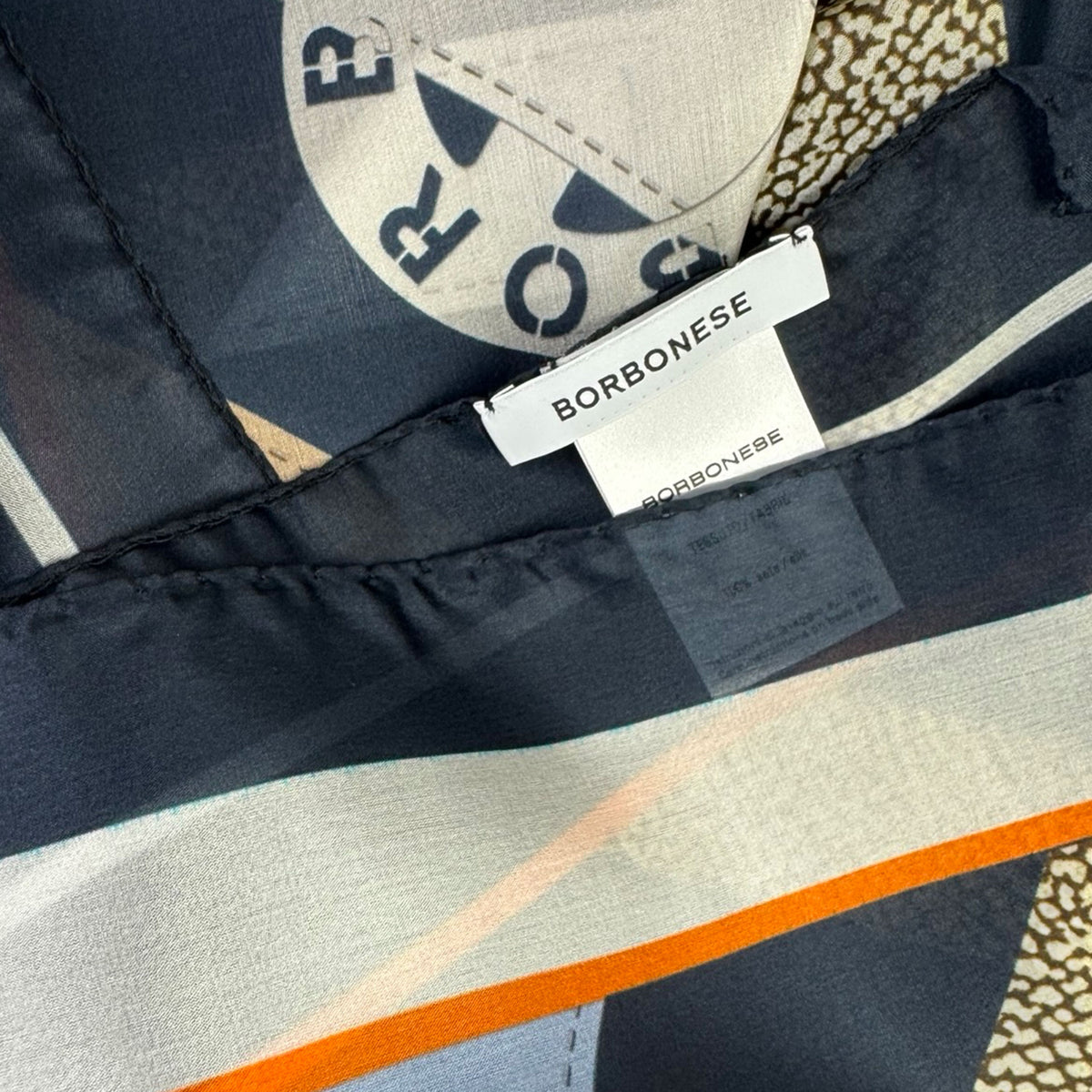 Borbonese Scarf Midnight Blue Stripes - Light Weight Silk Shawl