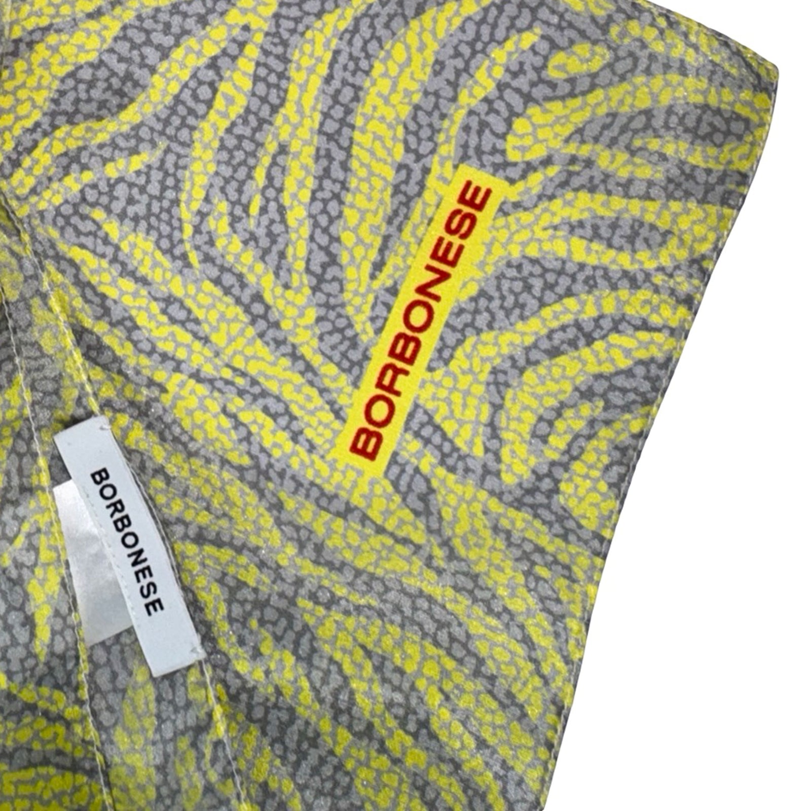 Borbonese Scarf Yellow Gray - Twill Silk Square Foulard