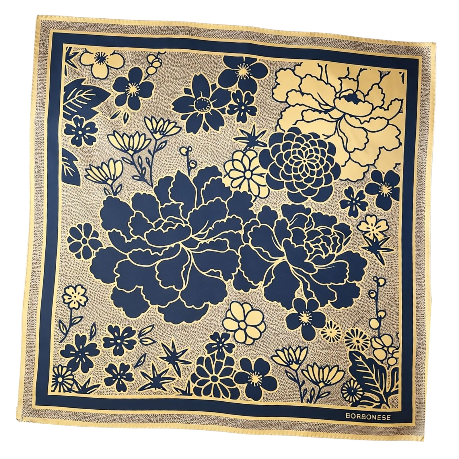 Borbonese Scarf Midnight Blue Olive 