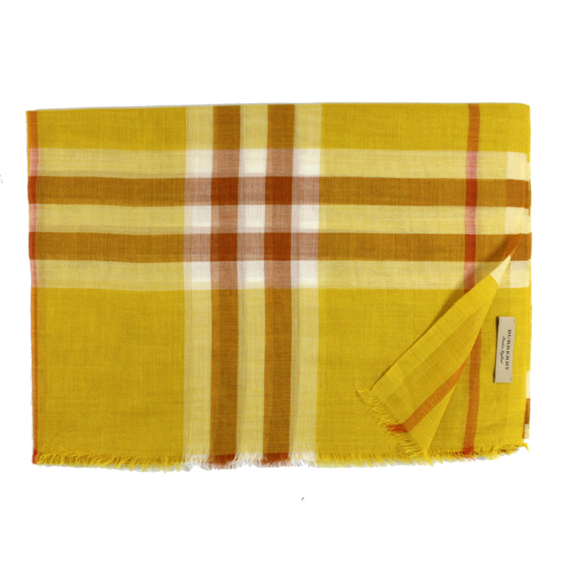 Burberry Scarf Giant Check Gauze Mustard - Wool Silk Shawl