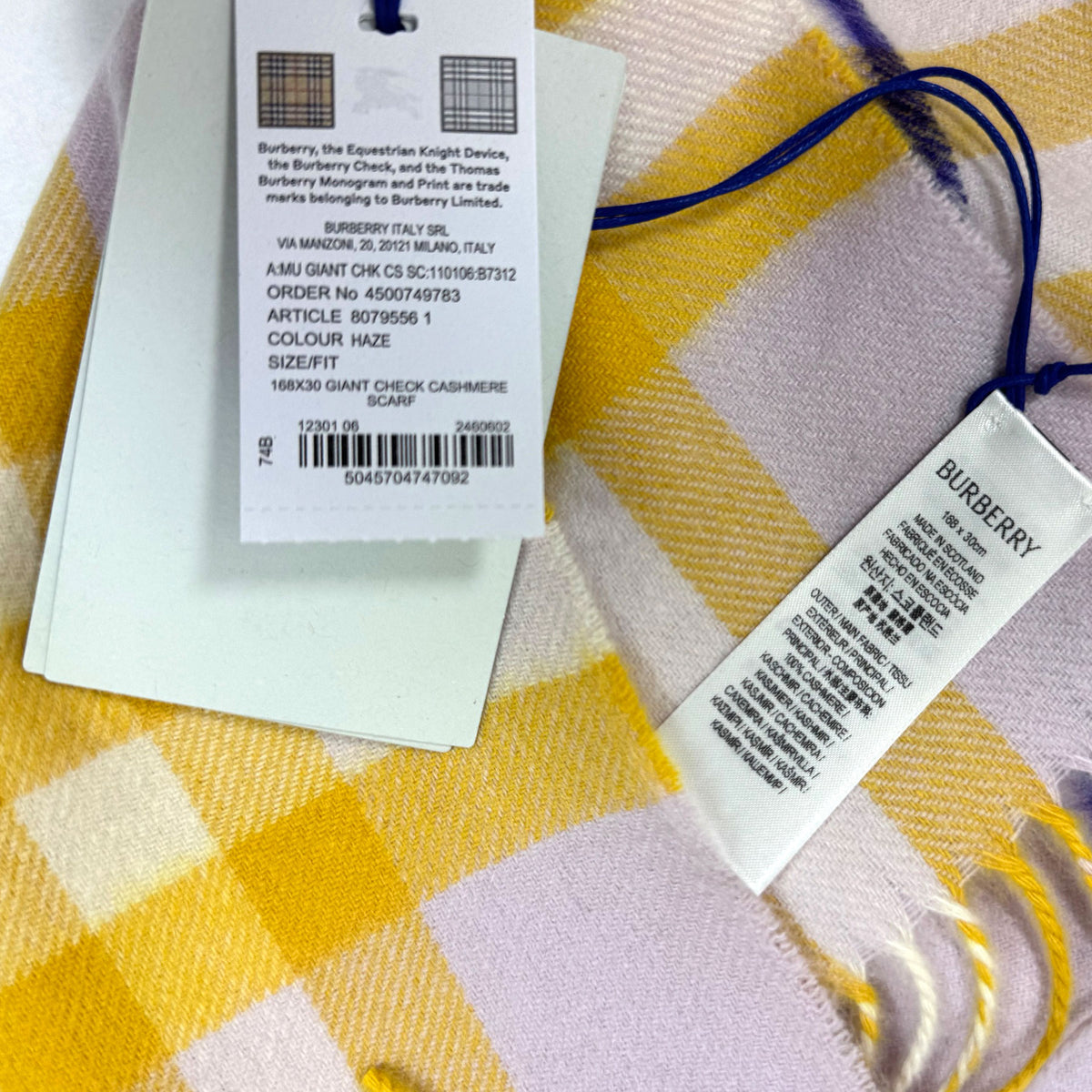 Burberry Cashmere Scarf Check