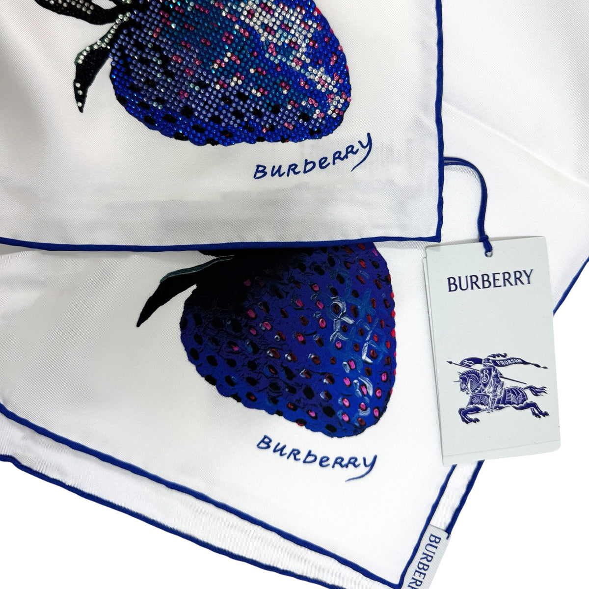 Burberry Scarf Painted Strawberry With Crystals 
