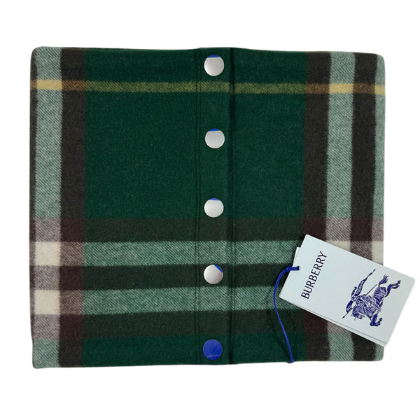 Burberry Snood Scarf Green Giant Check - Wool Button Neck Circle