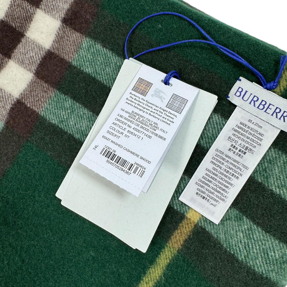 Burberry Snood Scarf Green Giant Check -
