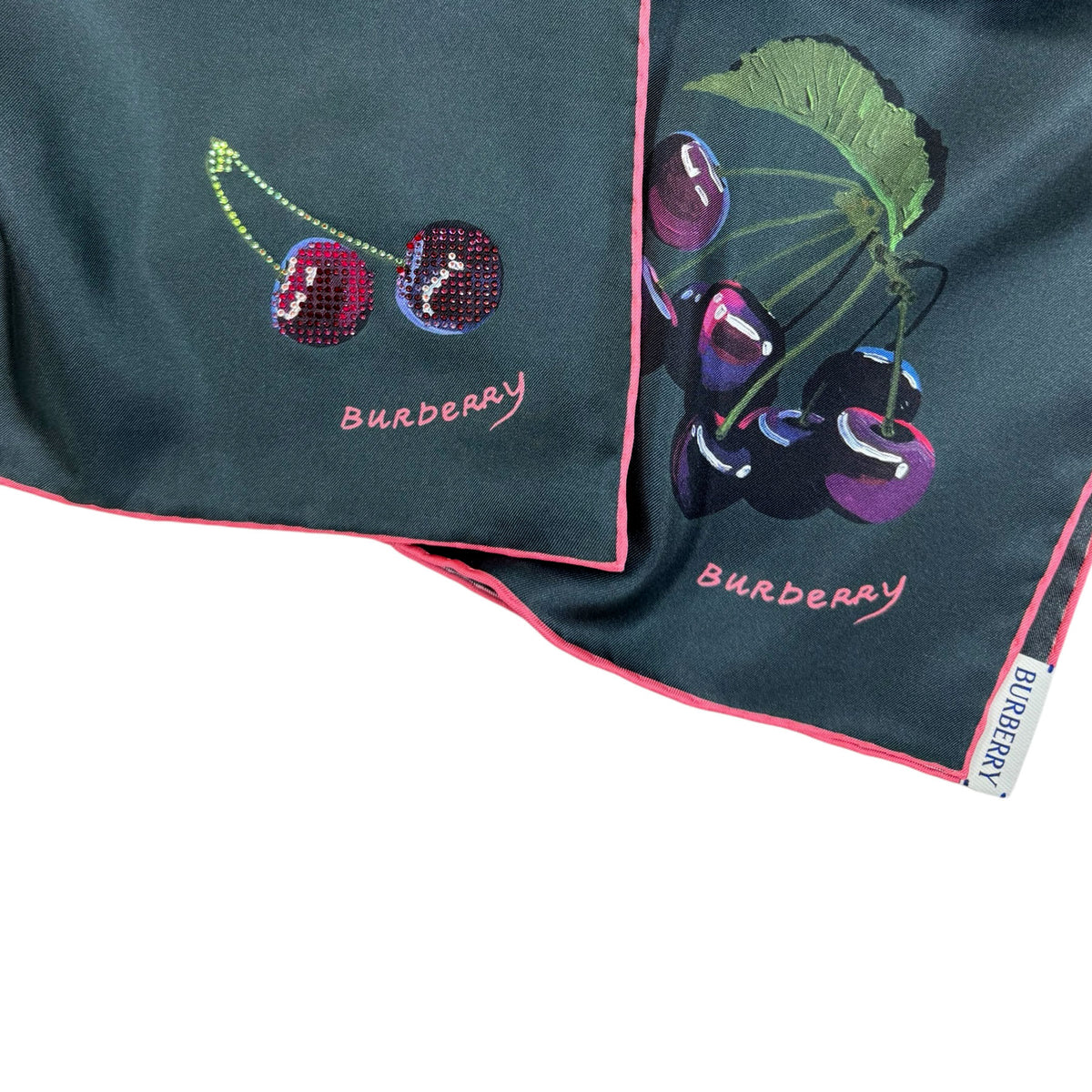 Burberry Scarf Crystals Painted Cherry - Luxury Twill Silk Foulard