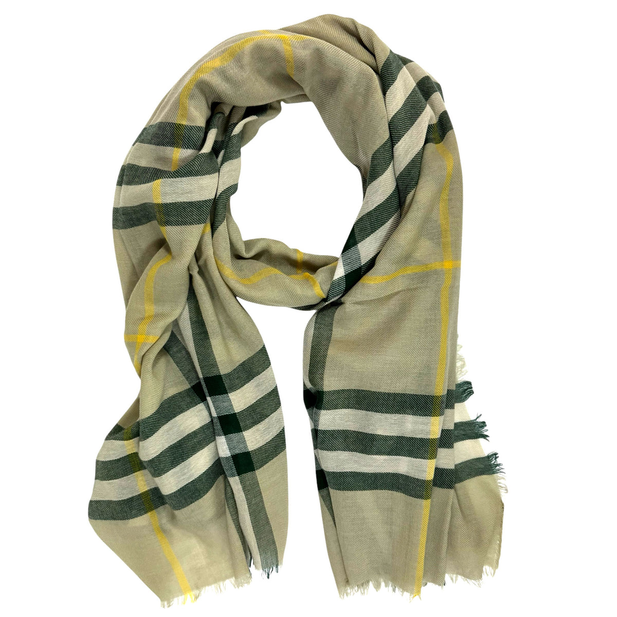 Burberry Scarf Giant Check Hunter - Large Light Weight Wool Shawl