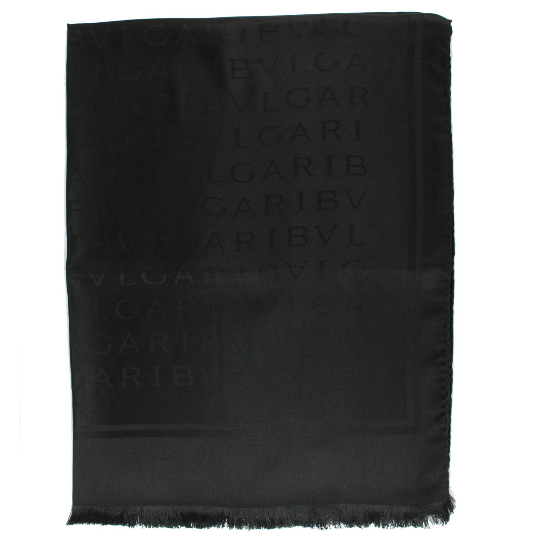 Bvlgari Silk Scarf Black Logomania - Twill Silk Shawl