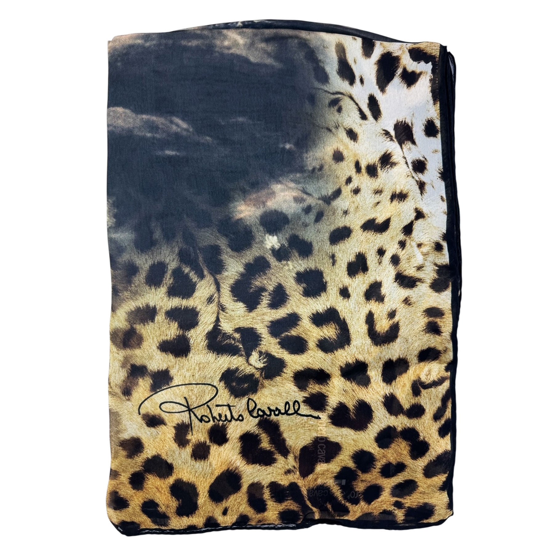 Foulard Roberto Cavalli Vintage – 100% Soie Mousseline – Orange – 43x43 Cm