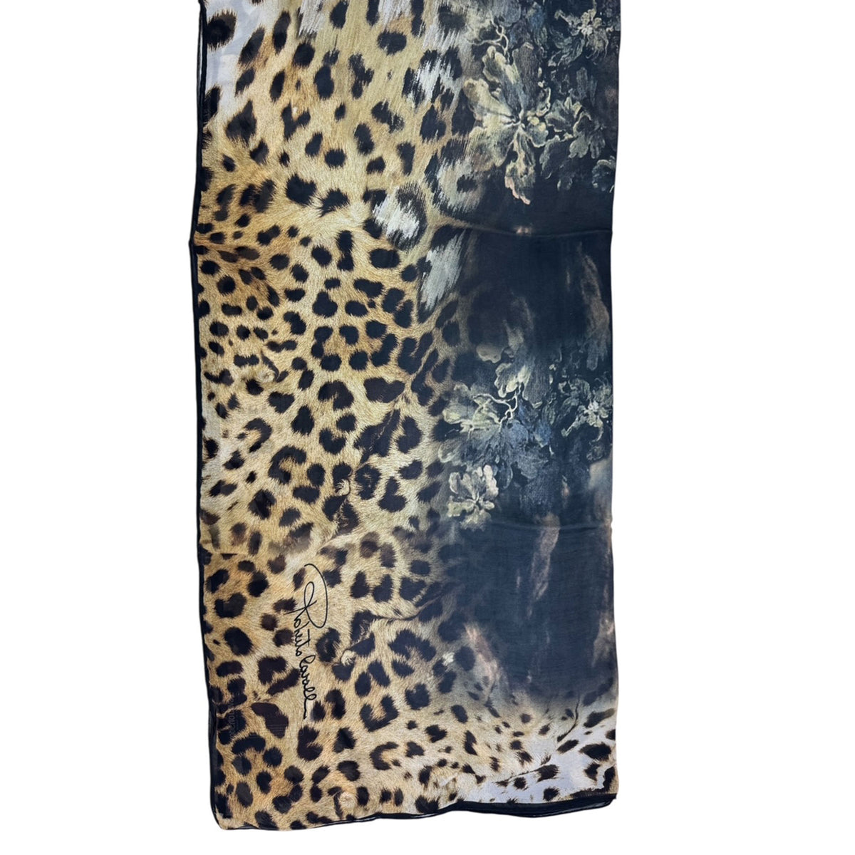 Roberto Cavalli Scarf Leopard Print &amp; Portrait - Extra Large Square Shawl