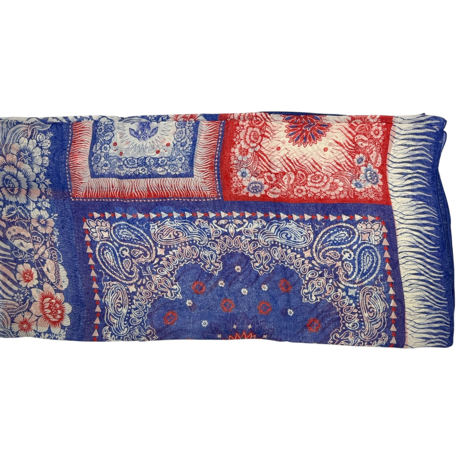 Roberto Cavalli Scarf Blue Red Paisley - Extra Large Square Shawl