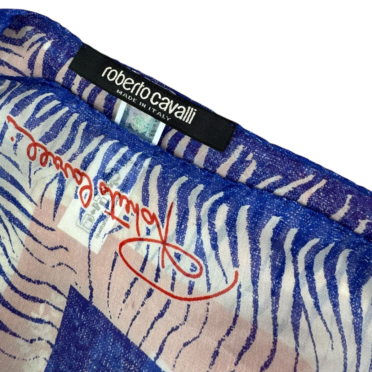 Cavalli Scarf Blue Red Paisley - Extra Large Square Shawl