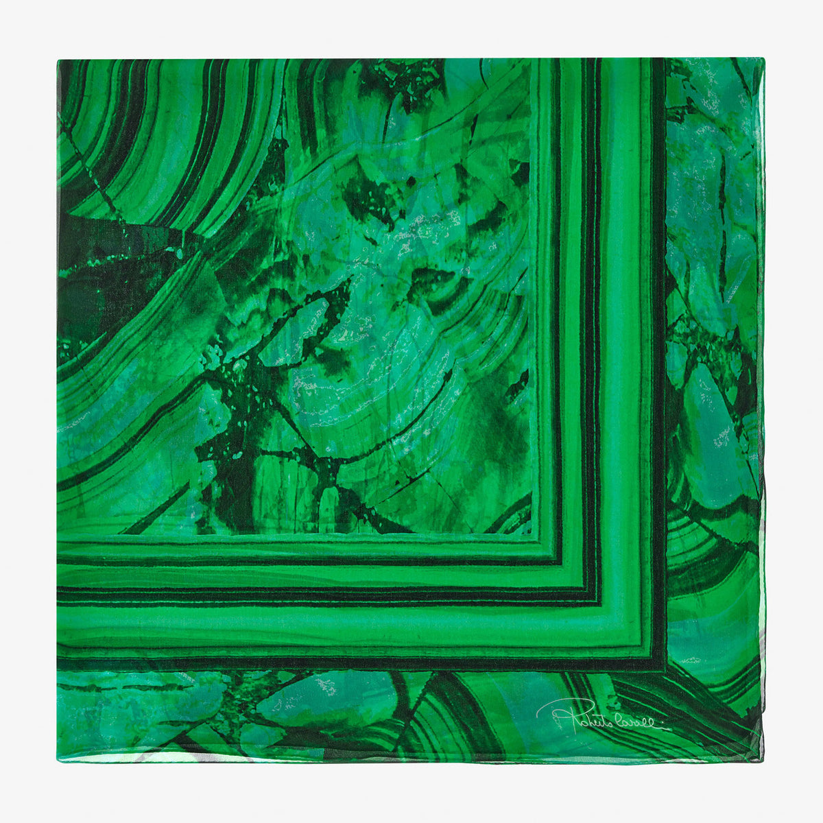 Roberto Cavalli Scarf Bright Green Black Malachite-Effect