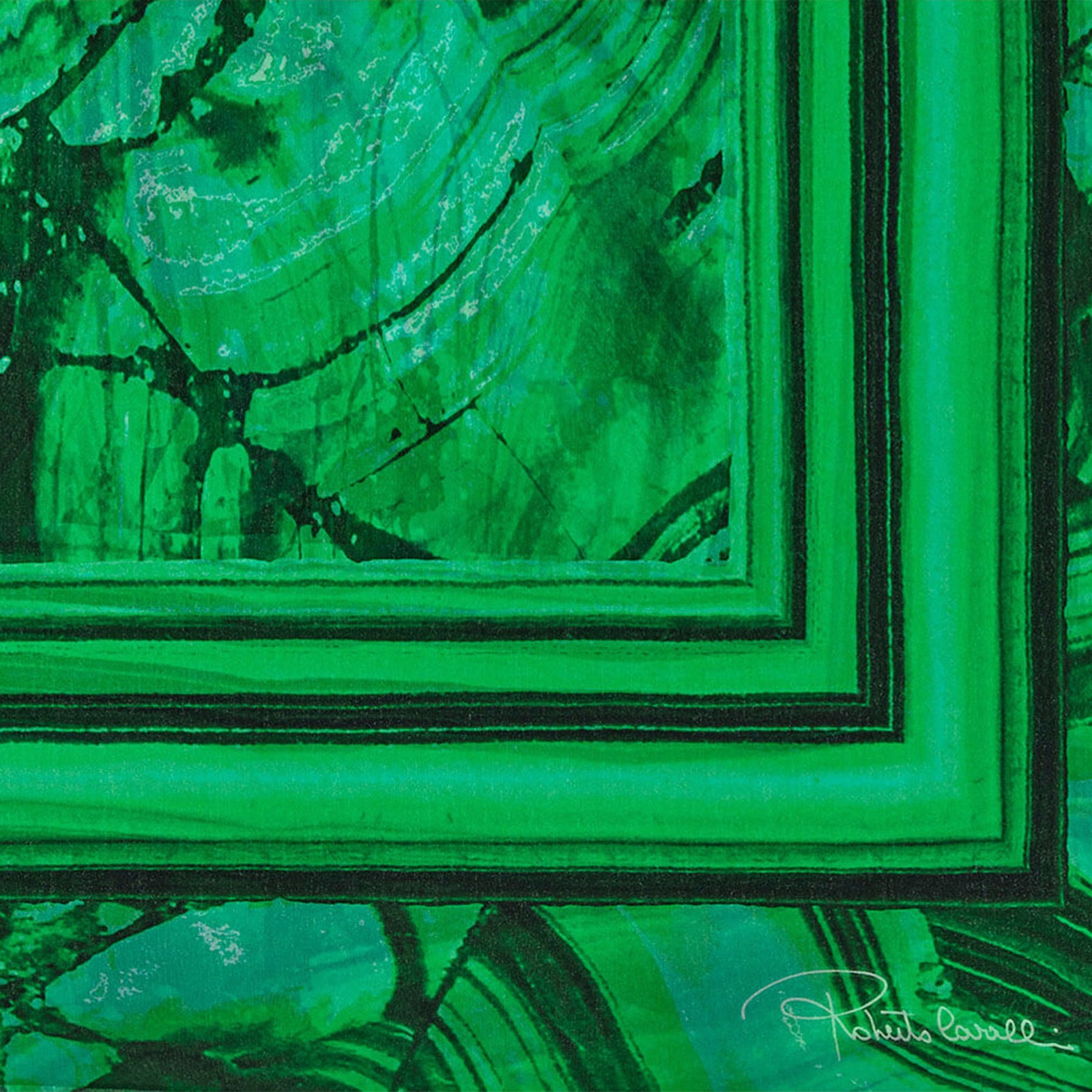 Roberto Cavalli Scarf Bright Green Black Malachite-Effect