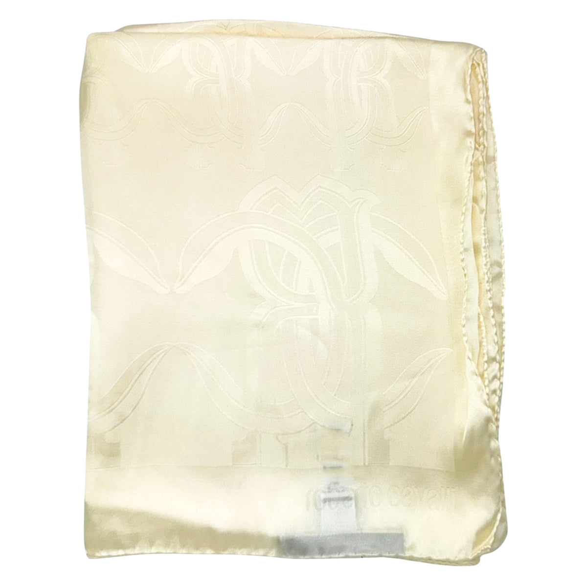 Roberto Cavalli Scarf White Tonal Mirror Snake Monogram - Twill Silk Shawl