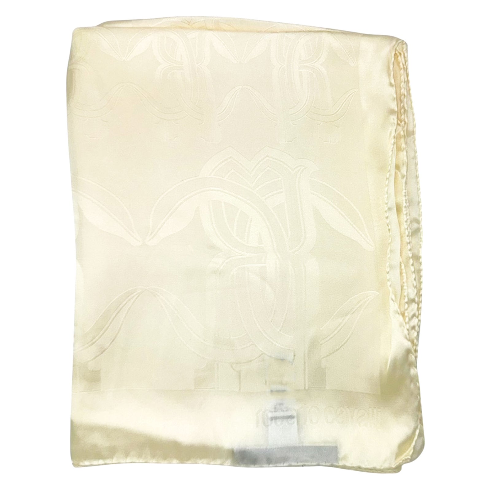 Roberto Cavalli Scarf White Tonal Mirror Snake Monogram - Twill Silk Shawl