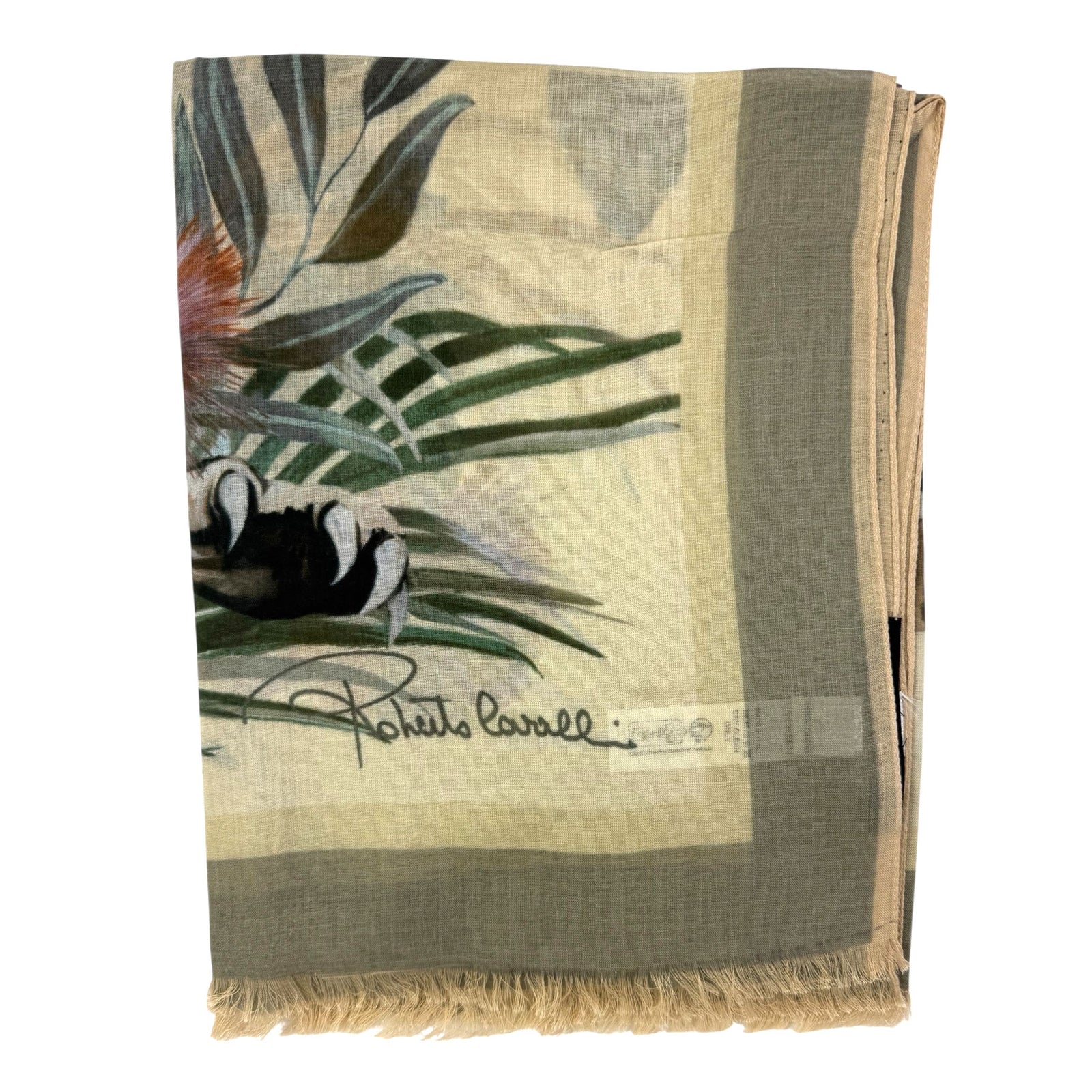 Roberto Cavalli Scarf Tiger Design - Wool Silk Shawl