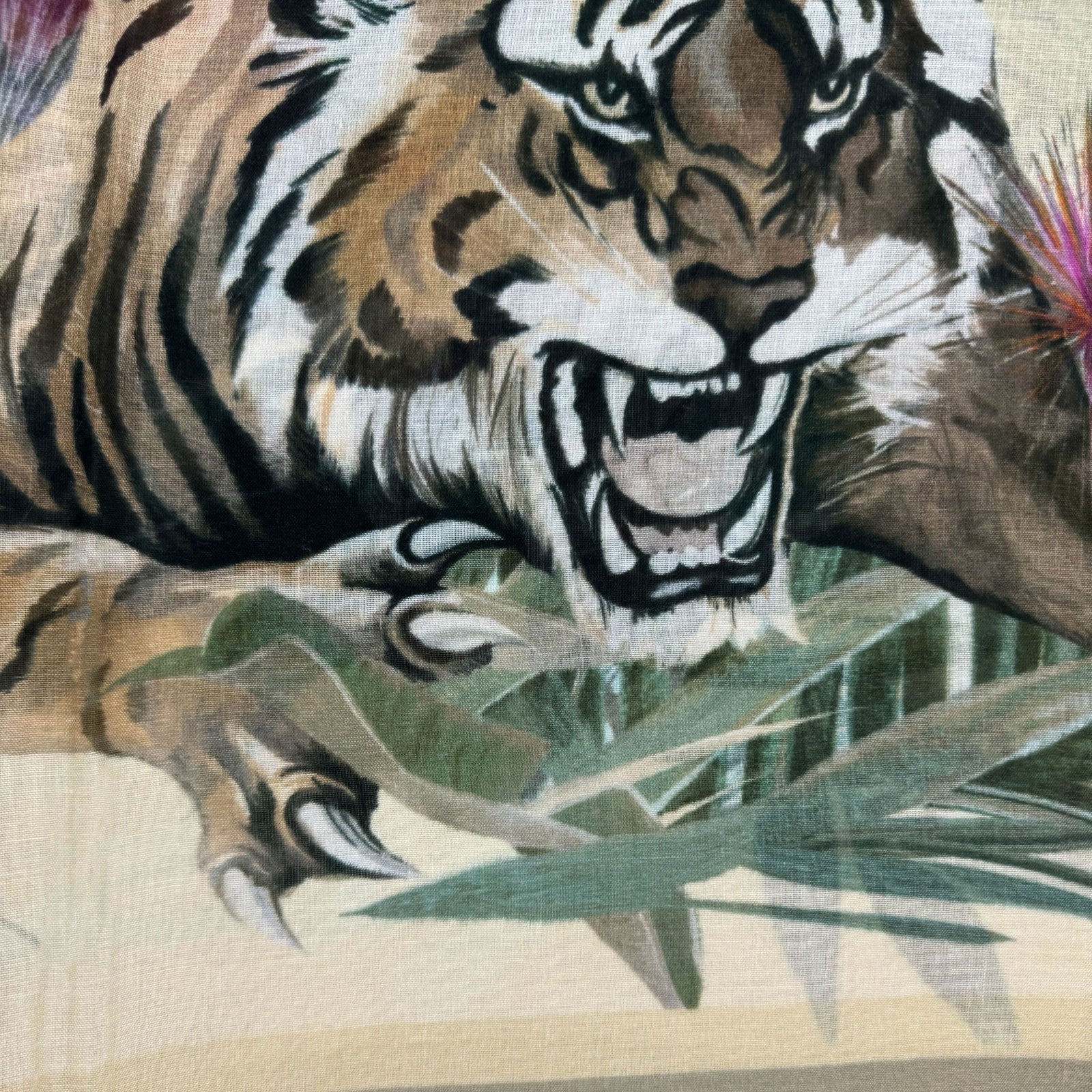 Roberto Cavalli Scarf Tiger Design - Wool Silk Shawl