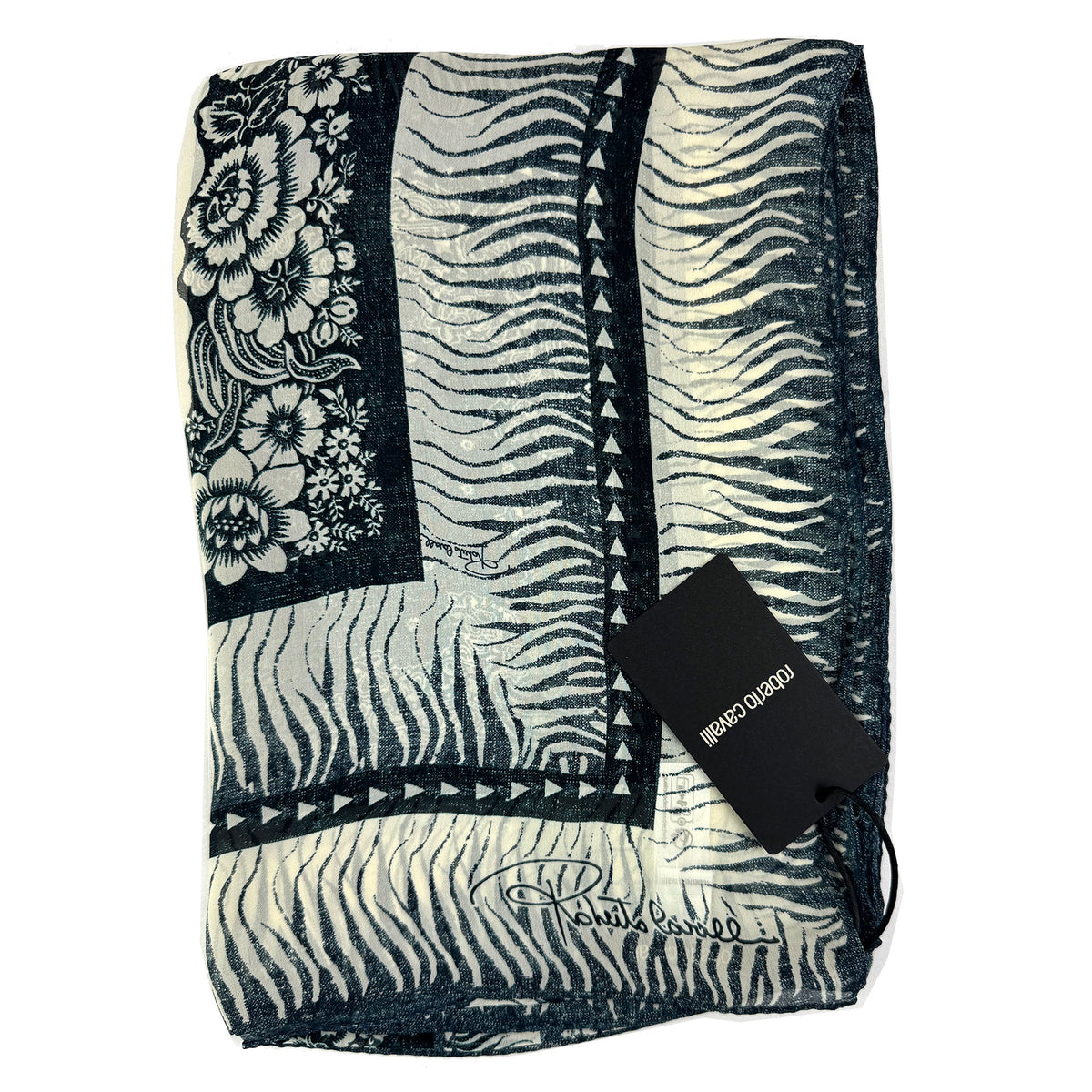 Roberto Cavalli Scarf Floral Patch - Extra Large Square Shawl