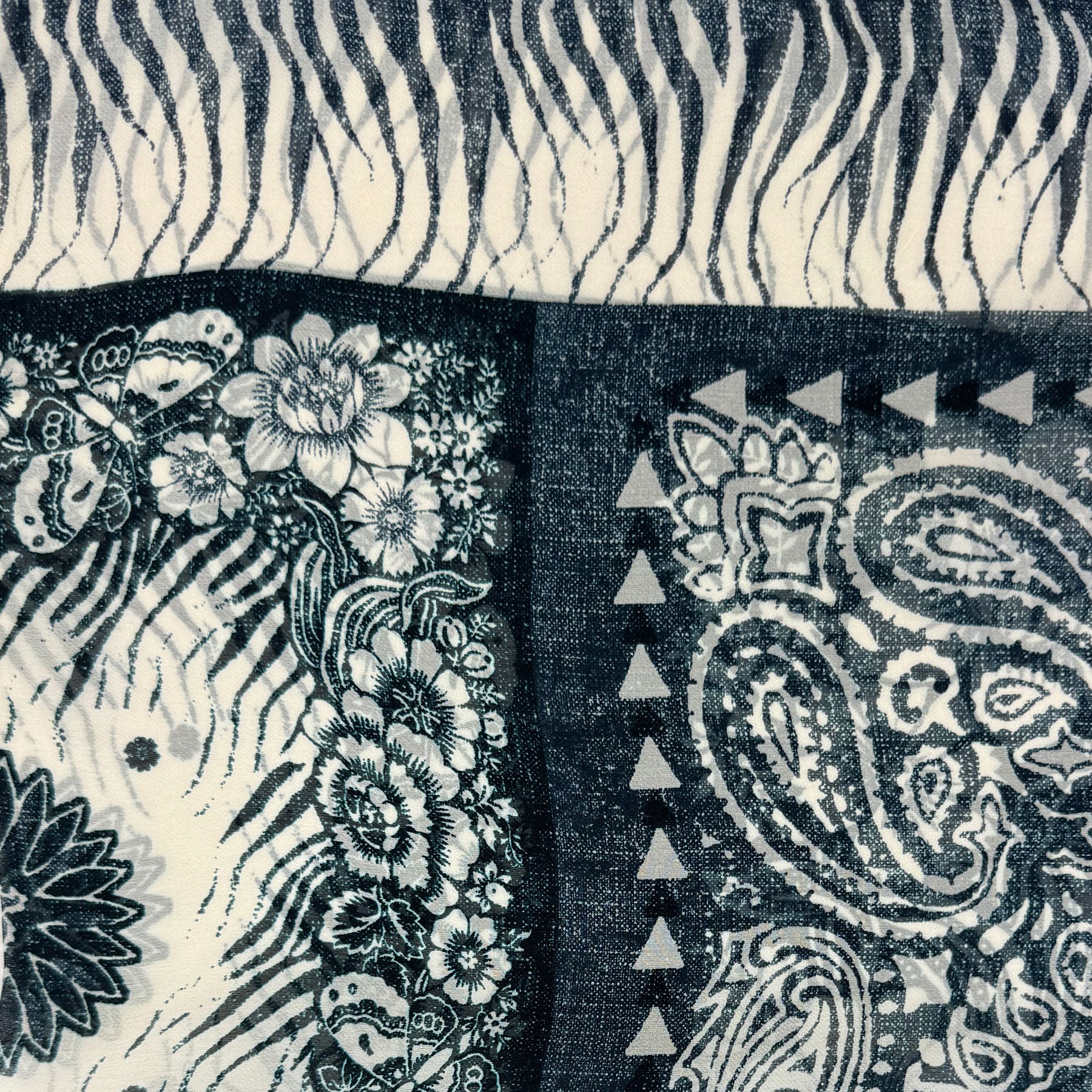 Roberto Cavalli Scarf Floral Patch  Midnight Blue