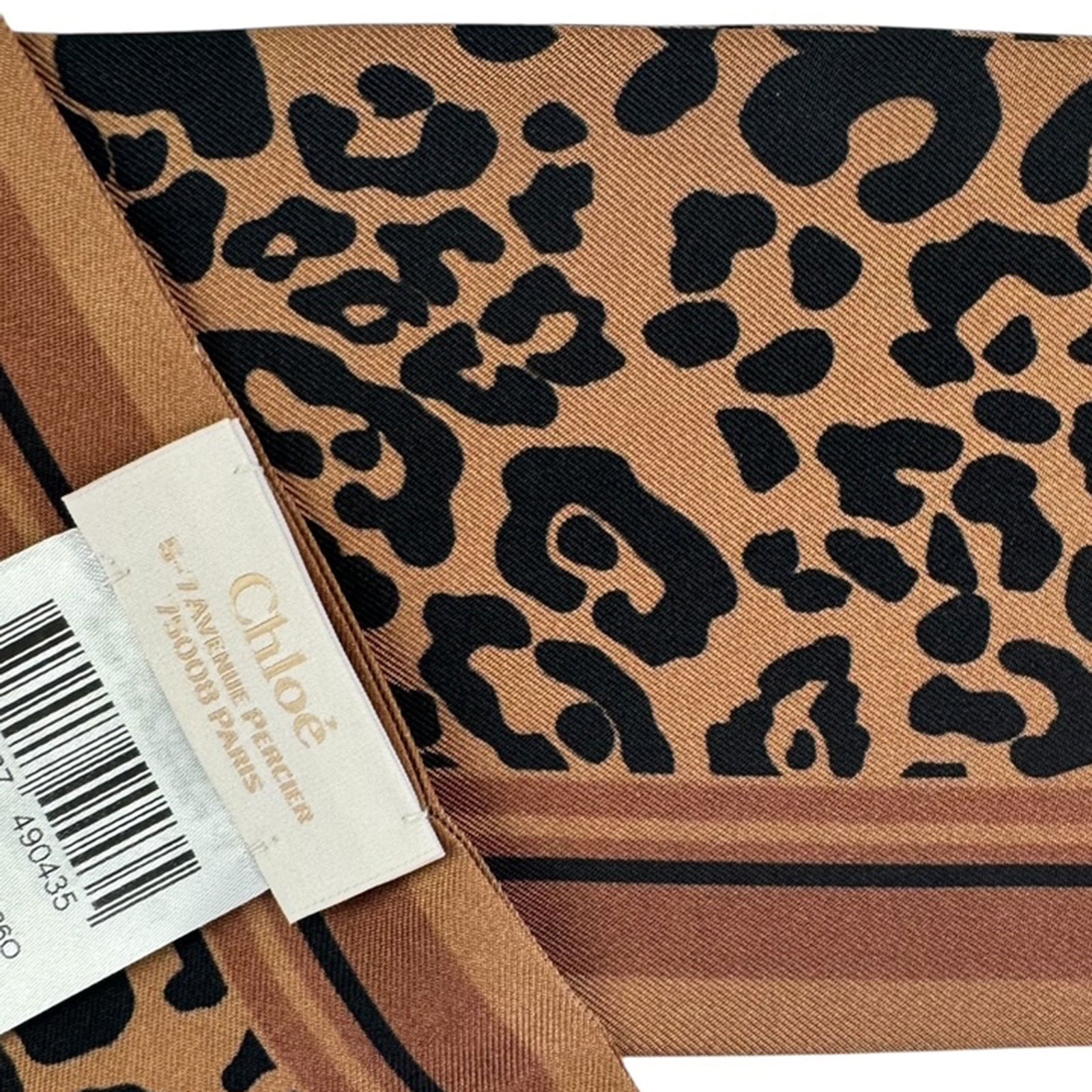 Chloé Skinny Scarf Brown Black Twill Silk Bandeau