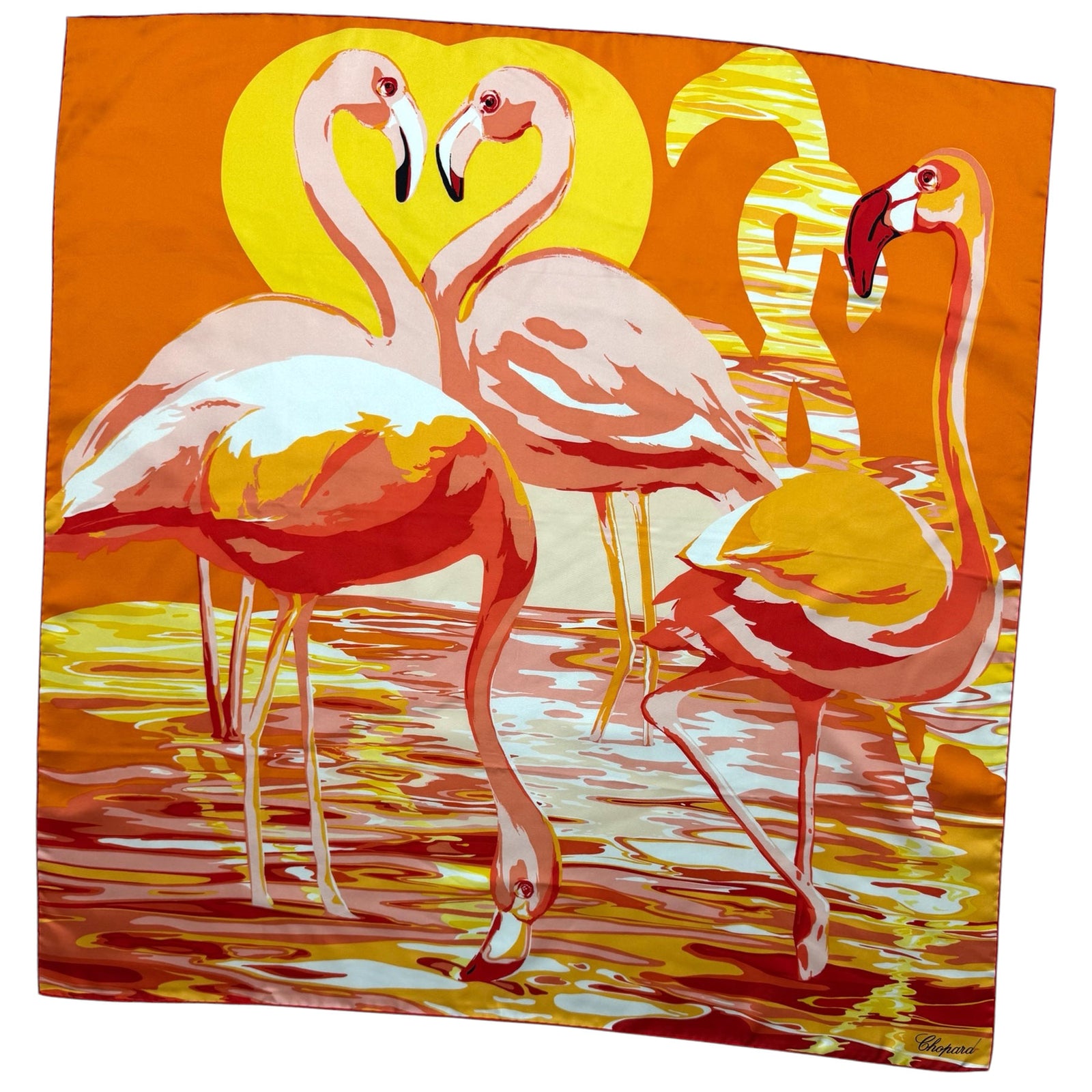 Chopard Scarf Orange Flamengo - Twill Silk Square Foulard