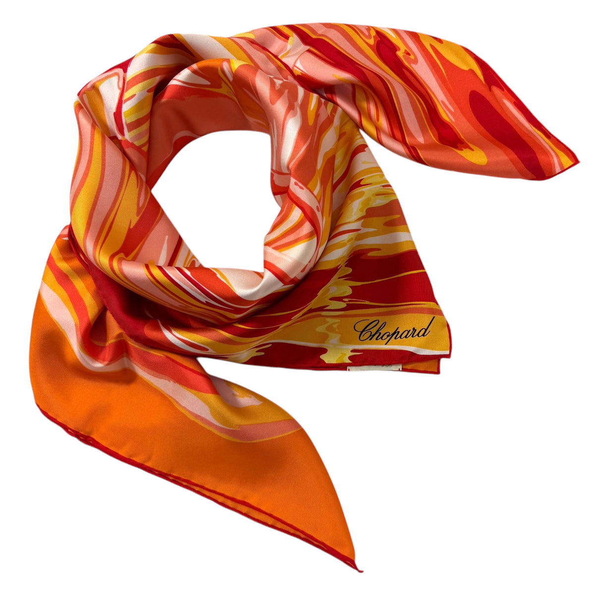 Chopard Scarf Orange Flamingo - Twill Silk Square Foulard SALE