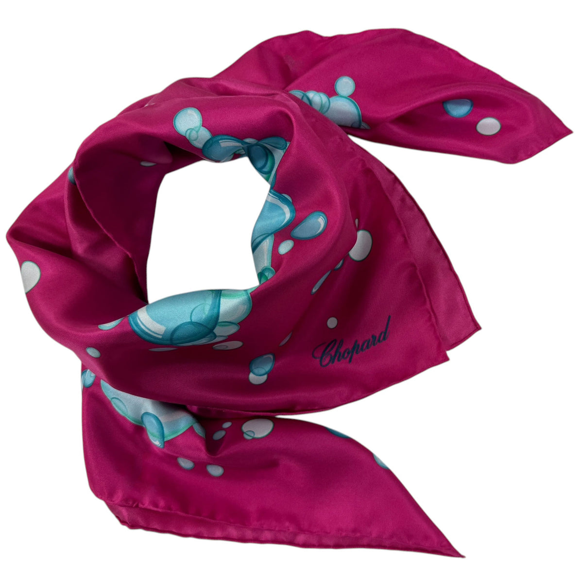 Chopard Scarf Fuchsia Happy Bubbles - Twill Silk Square Foulard SALE