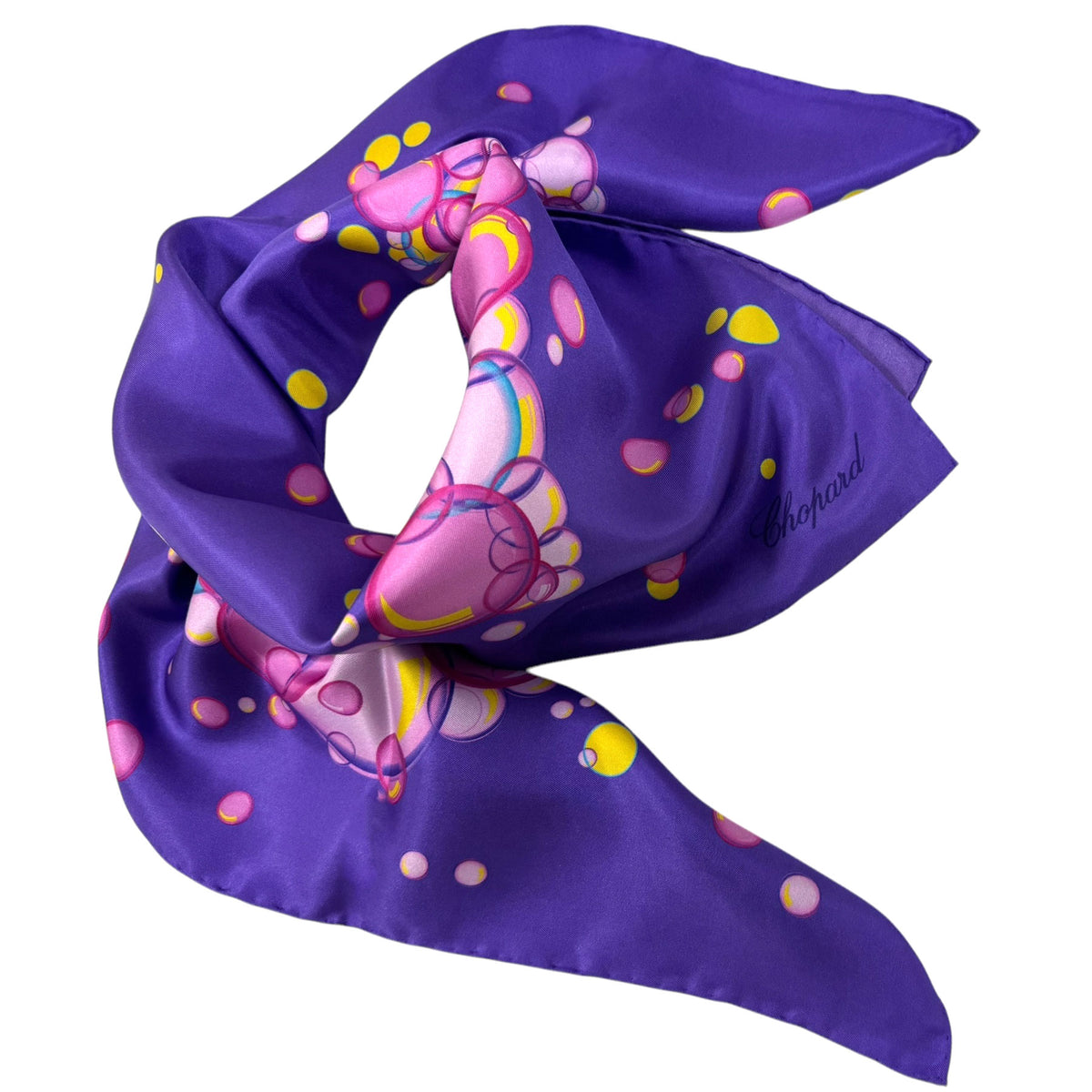 Chopard Scarf Purple Happy Bubbles - Twill Silk Square Foulard SALE