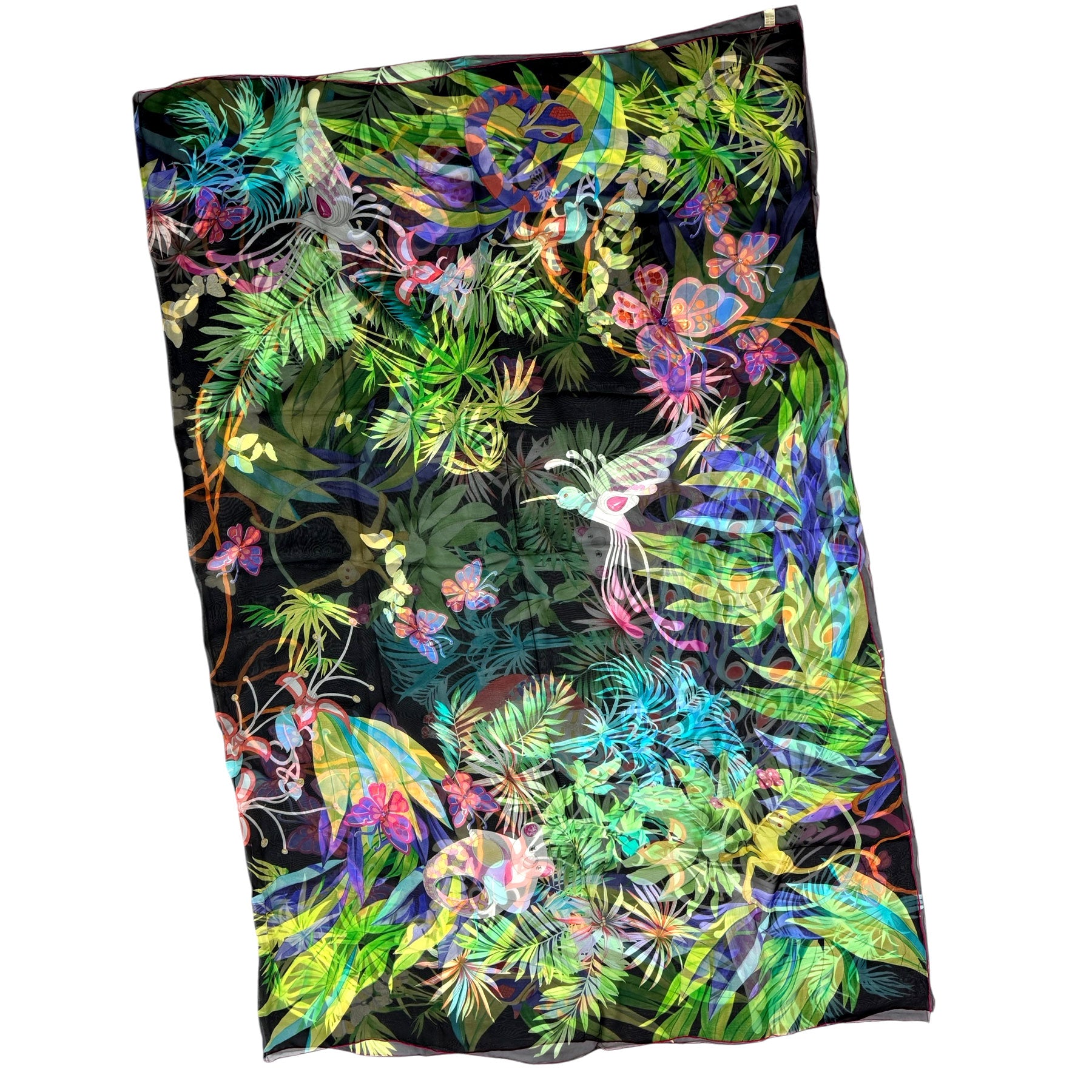 Chopard Scarf Forest Design - Extra Large Chiffon Silk Wrap