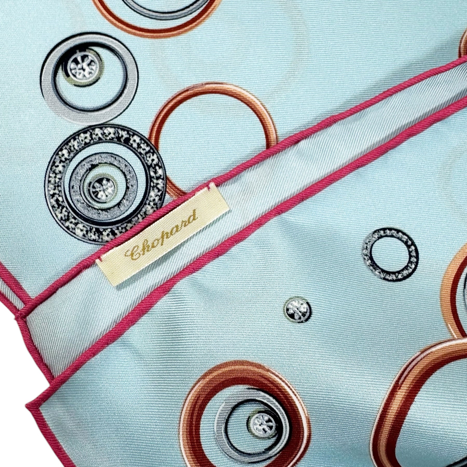 Chopard Scarf Sky Blue Jewelery Design - Twill Silk Square Foulard