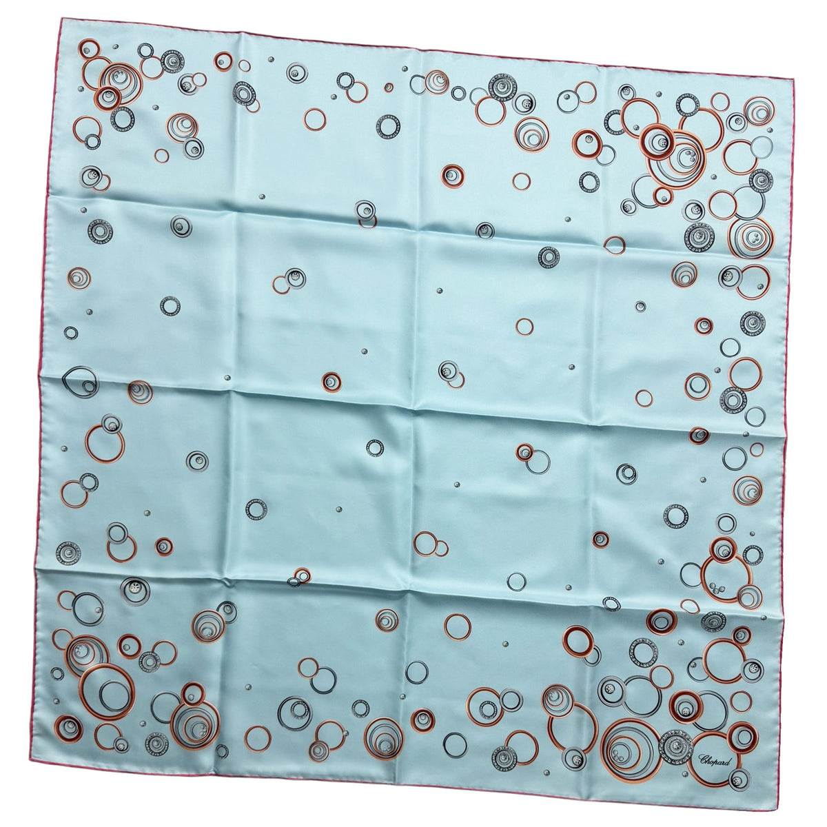 Chopard Scarf Sky Blue Happy Spirit Jewelry Design - Twill Silk Square Foulard
