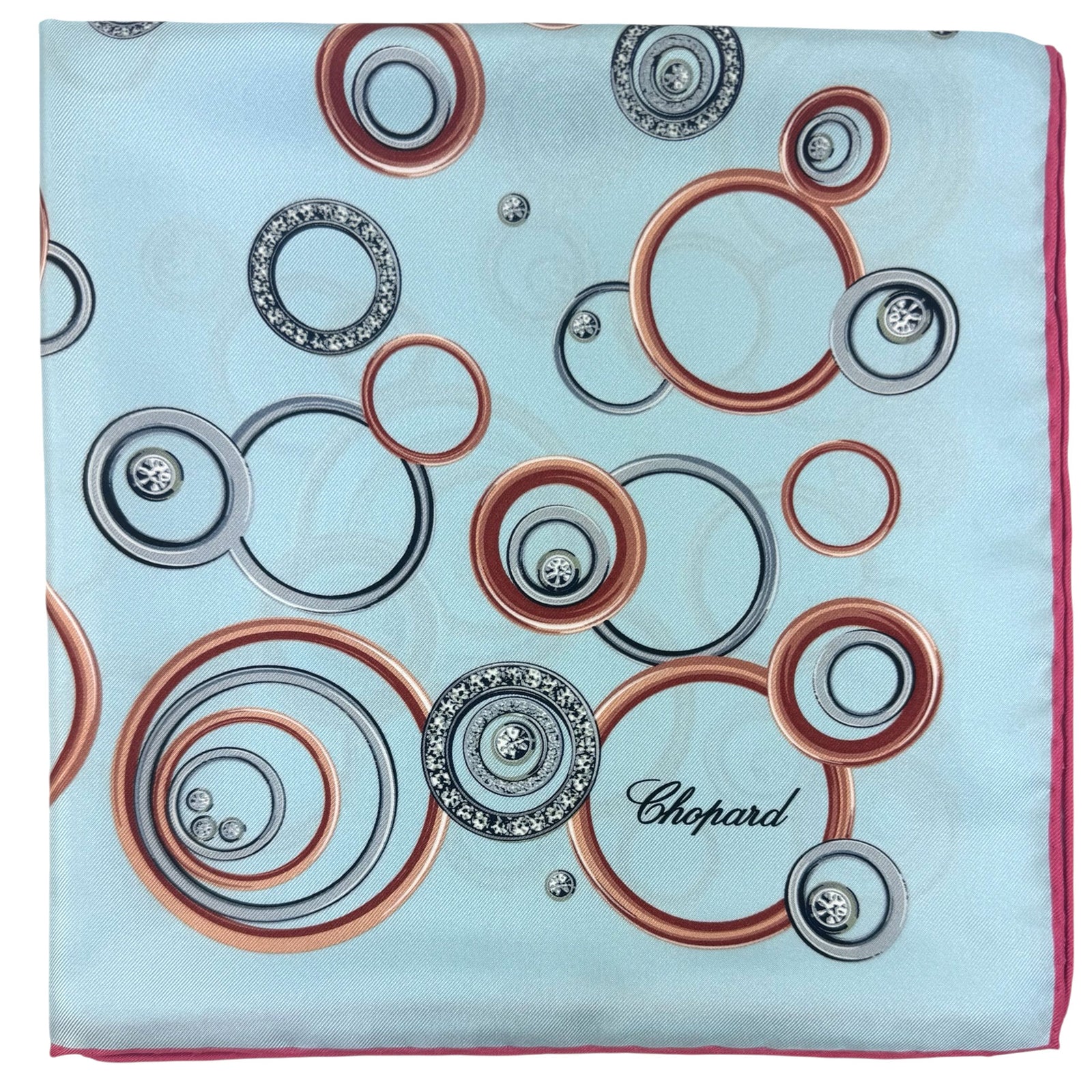 Chopard Scarf Sky Blue Jewelery Design - Twill Silk Square Foulard