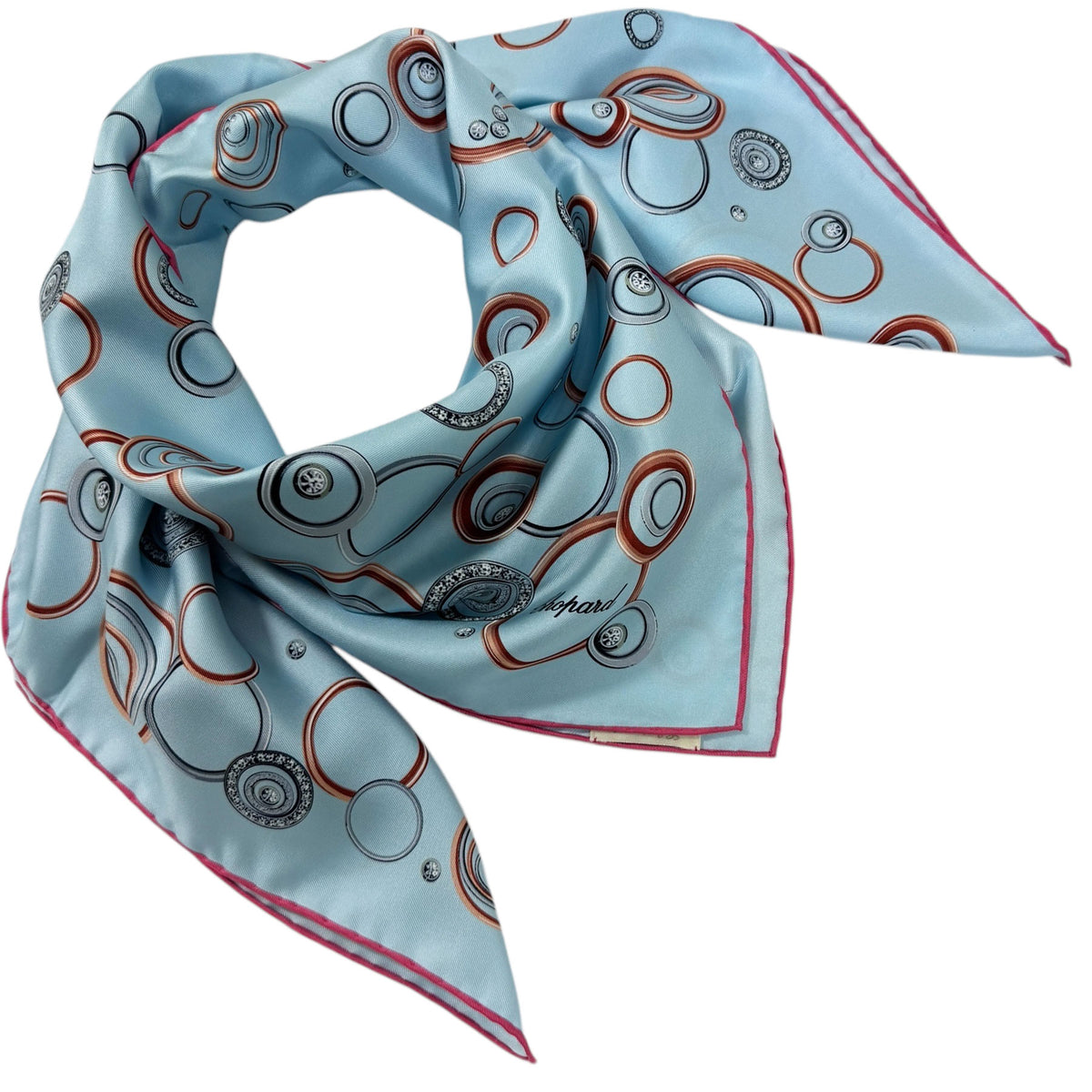 Chopard Scarf Sky Blue Happy Spirit Jewelry Design - Twill Silk Square Foulard