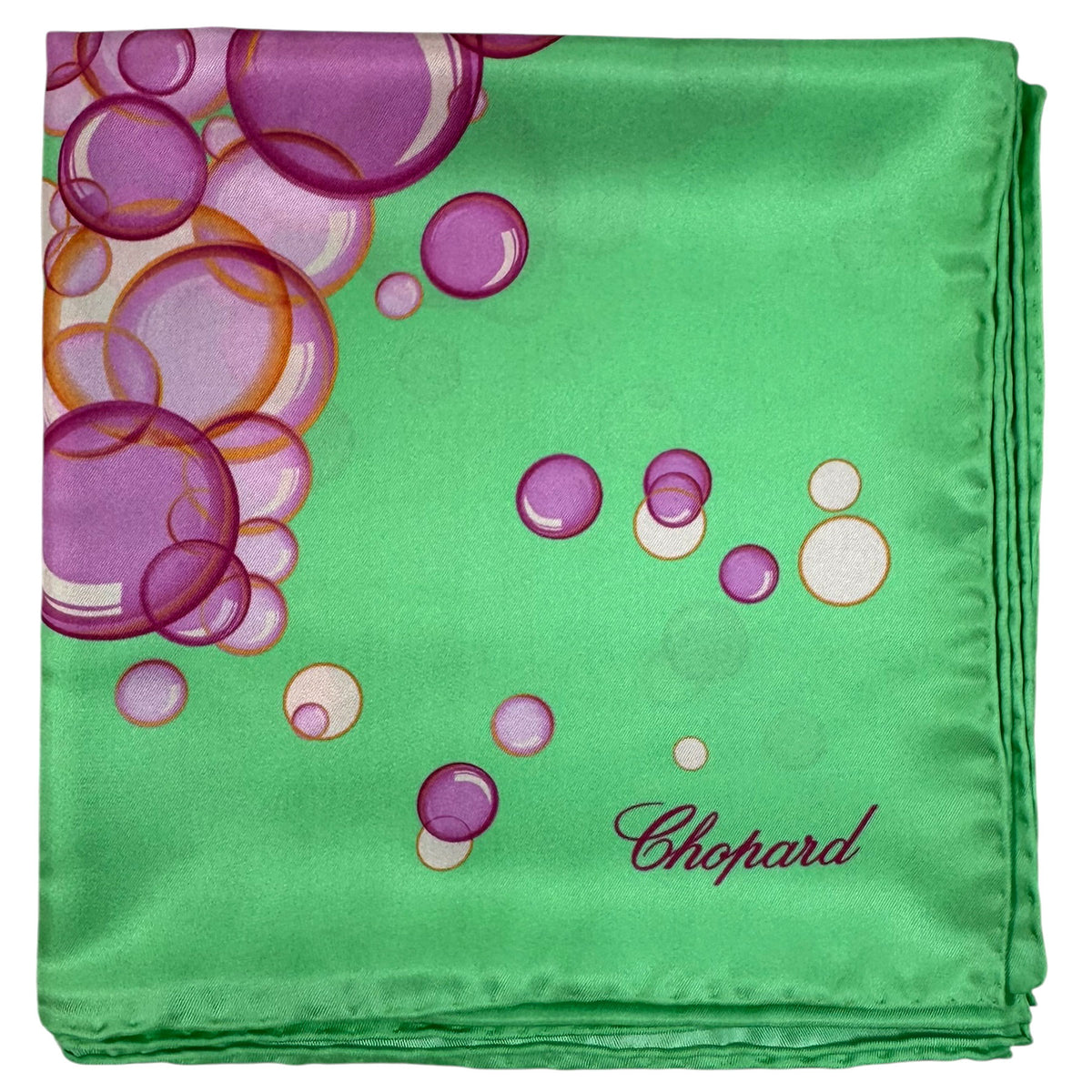 Chopard Scarf Lime Pink Happy Bubbles - Twill Silk Square Foulard SALE
