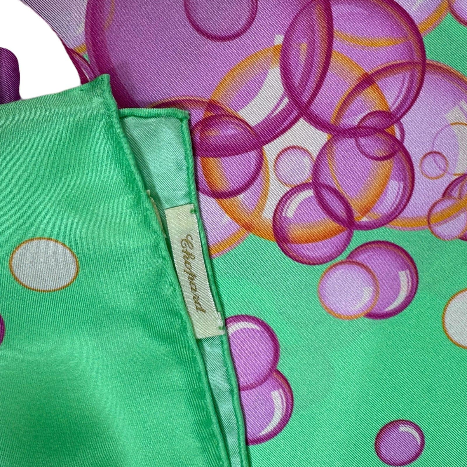 Chopard Scarf Lime Pink Happy Bubbles - Twill Silk Square Foulard SALE