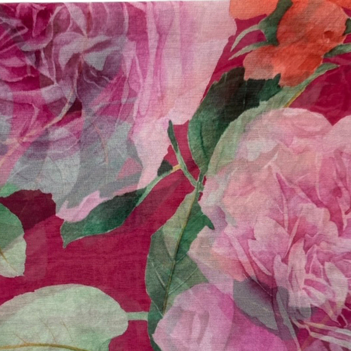 Chopard Scarf Fuchsia Pink Rose De Caroline Floral - Extra Large Chiffon Silk Shawl