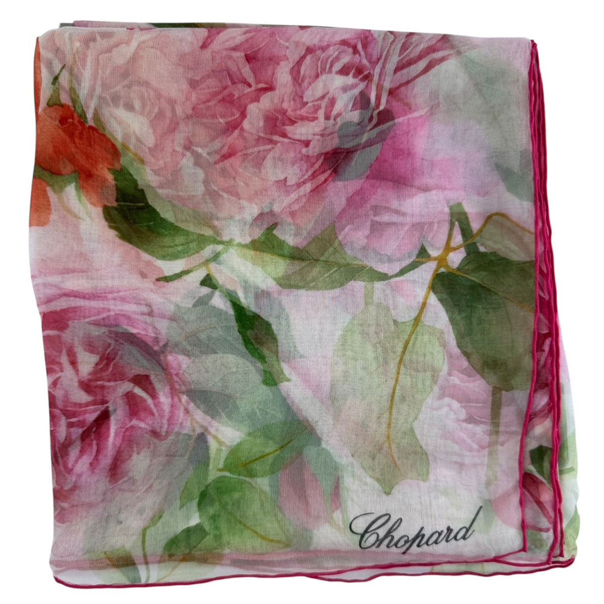 Chopard Scarf Rose De Caroline Floral - Extra Large Chiffon Silk Shawl