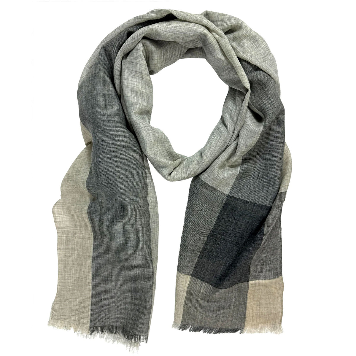 Brunello Cucinelli Cashmere Scarf Gray Beige Black