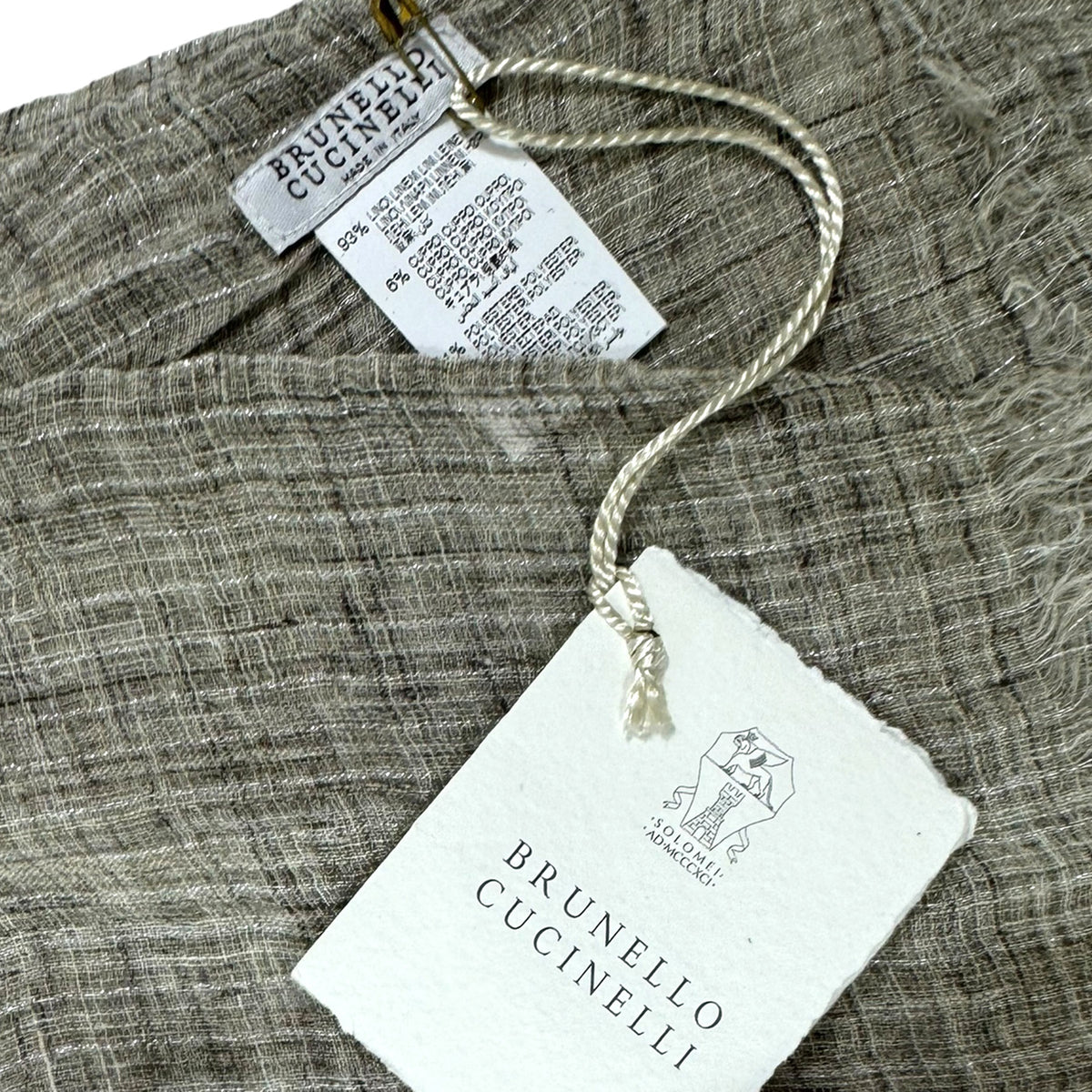 Brunello Cucinelli Linen Scarf Gray Taupe - Luxury Extra Long Women Shawl SALE