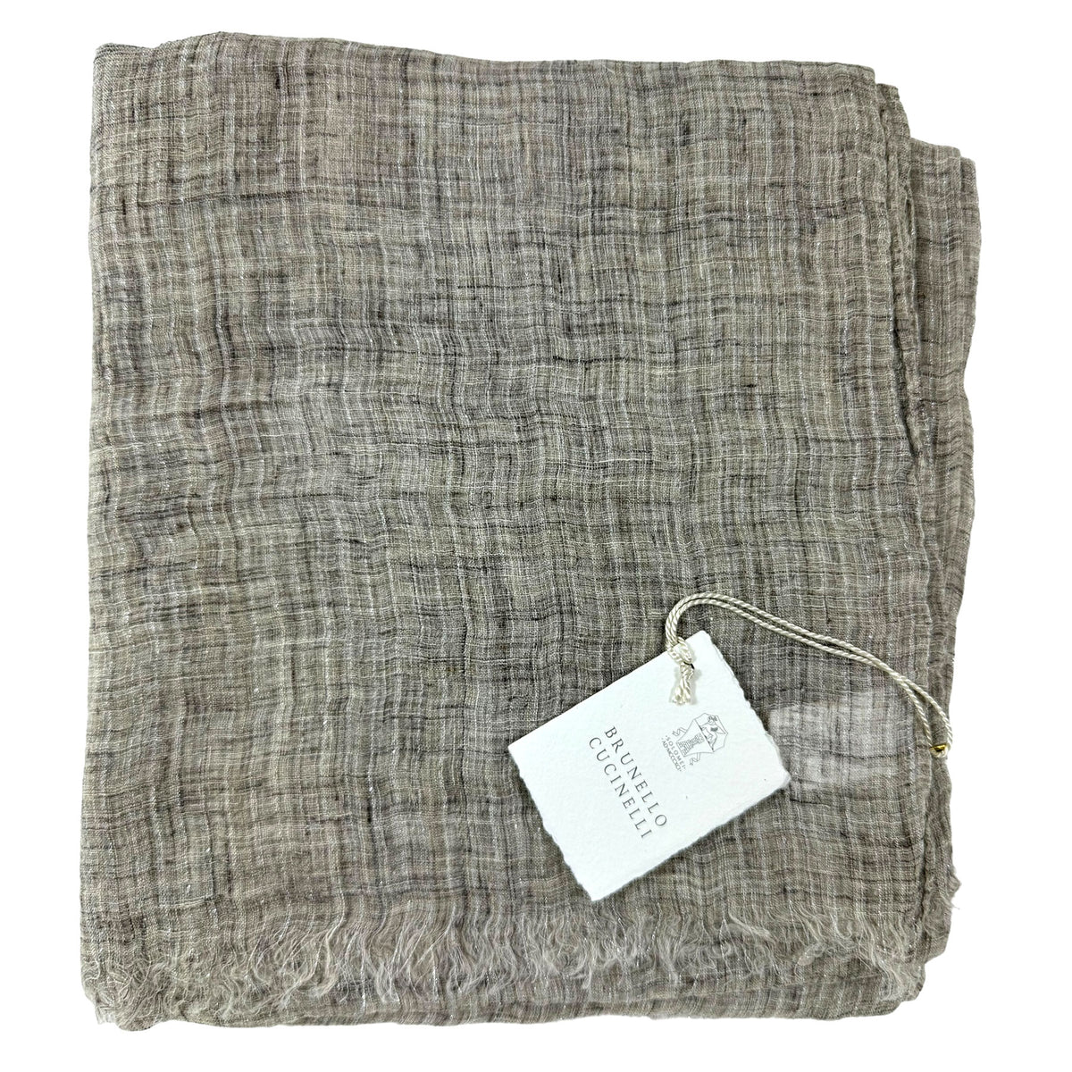 Brunello Cucinelli Linen Scarf Gray Taupe - Luxury Extra Long Women Shawl SALE