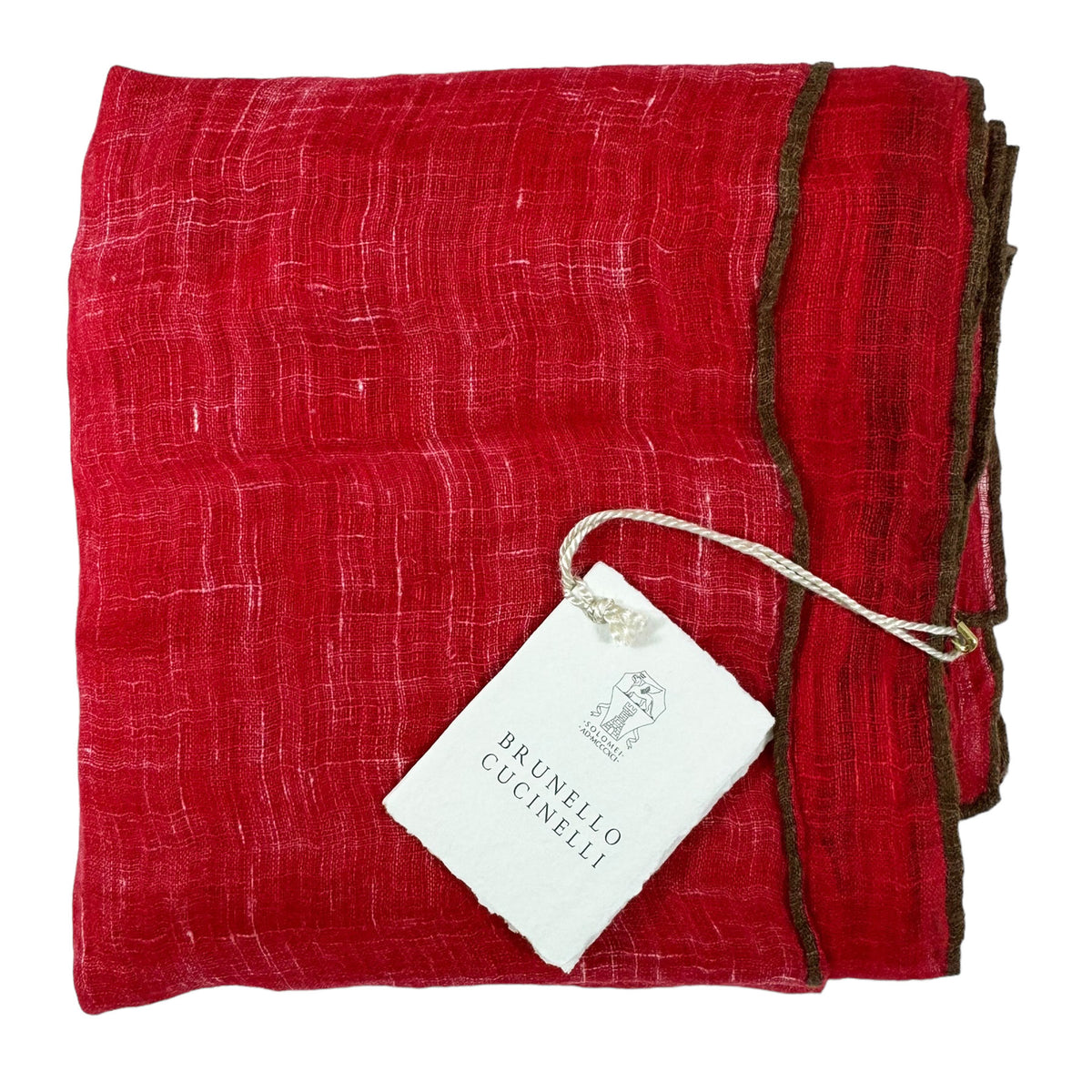 Brunello Cucinelli Linen Scarf Red - Extra Large Square Women Shawl