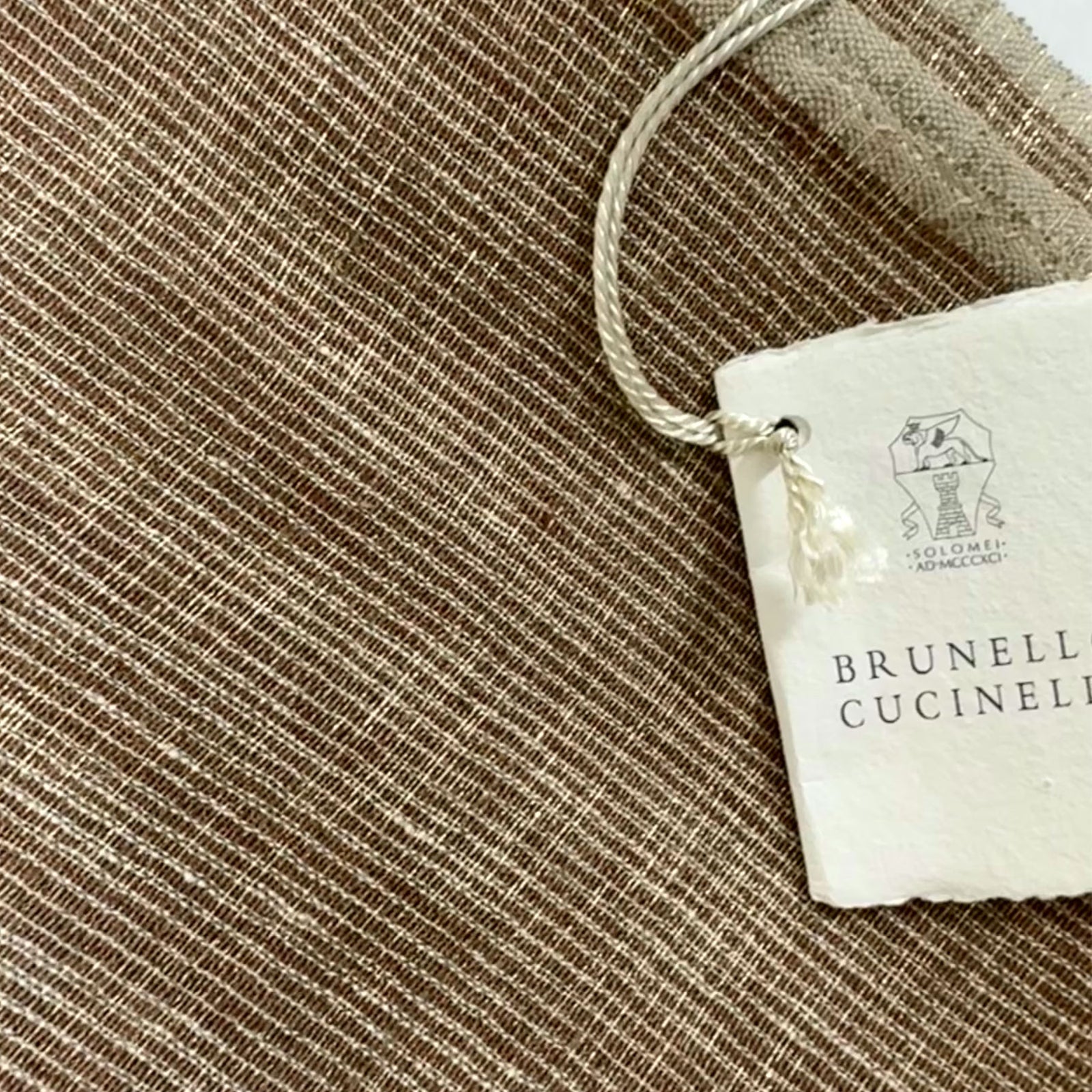 Brunello Cucinelli Linen Scarf Brown Silver Blend Extra Long Women Shawl