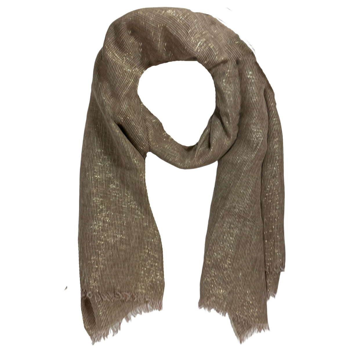 Brunello Cucinelli Linen Scarf Brown Silver Authentic