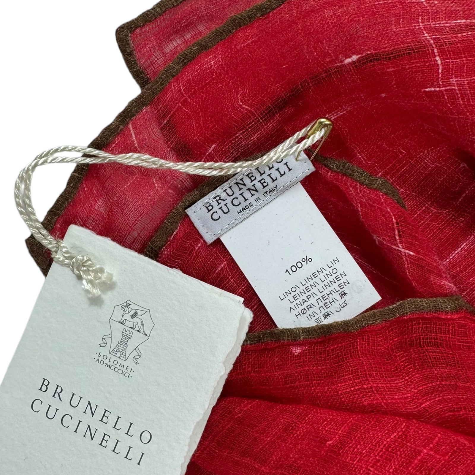 Brunello Cucinelli Linen Scarf Red - Extra Large Square Women Shawl
