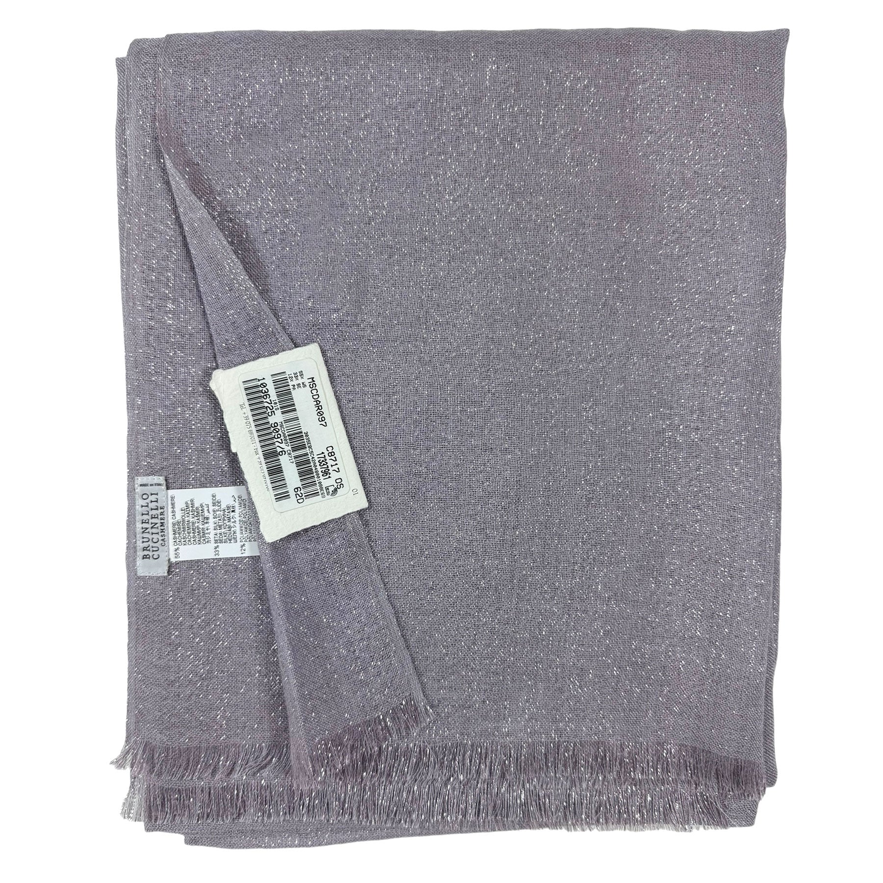 Brunello Cucinelli Cashmere Silk Scarf Gray Lavender Silver
