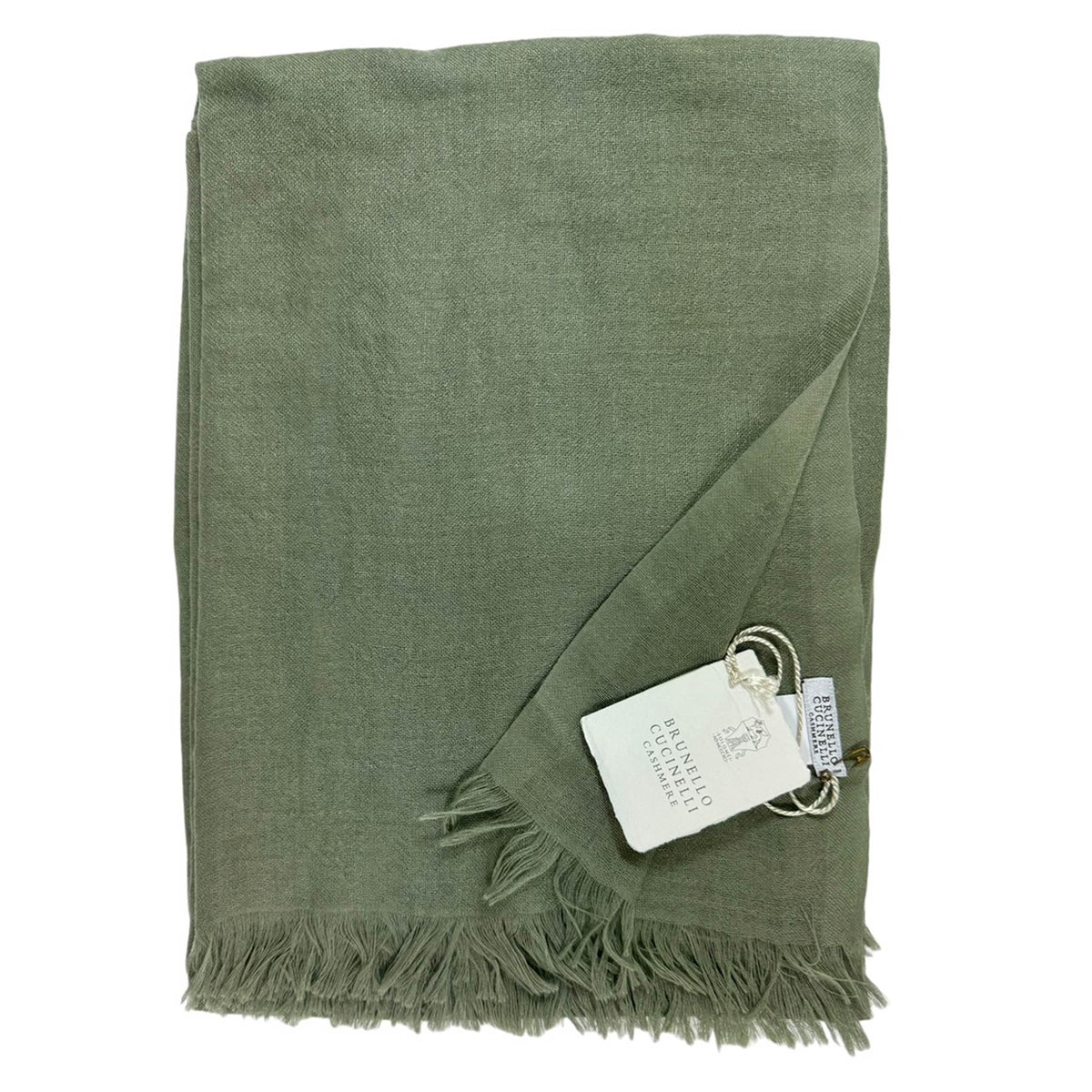 Brunello Cucinelli Cashmere Scarf Moss Green - Large Women Shawl SALE