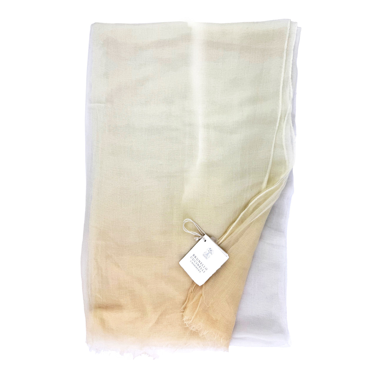 Brunello Cucinelli Cashmere Scarf White Yellow - Extra Large Delicate Cashmere Shawl