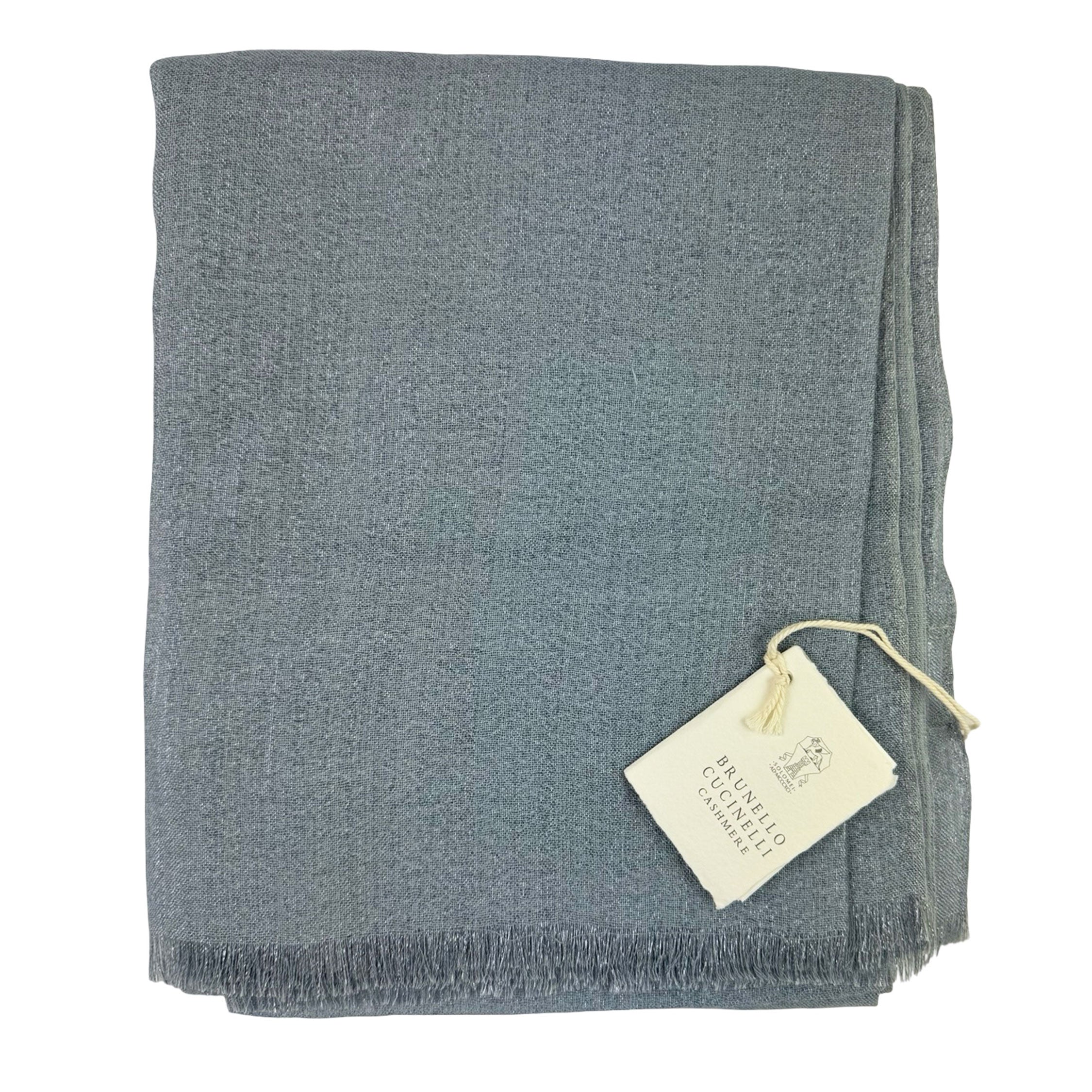 Brunello Cucinelli Scarf Blue Silver Glitter - Large Cashmere Silk 